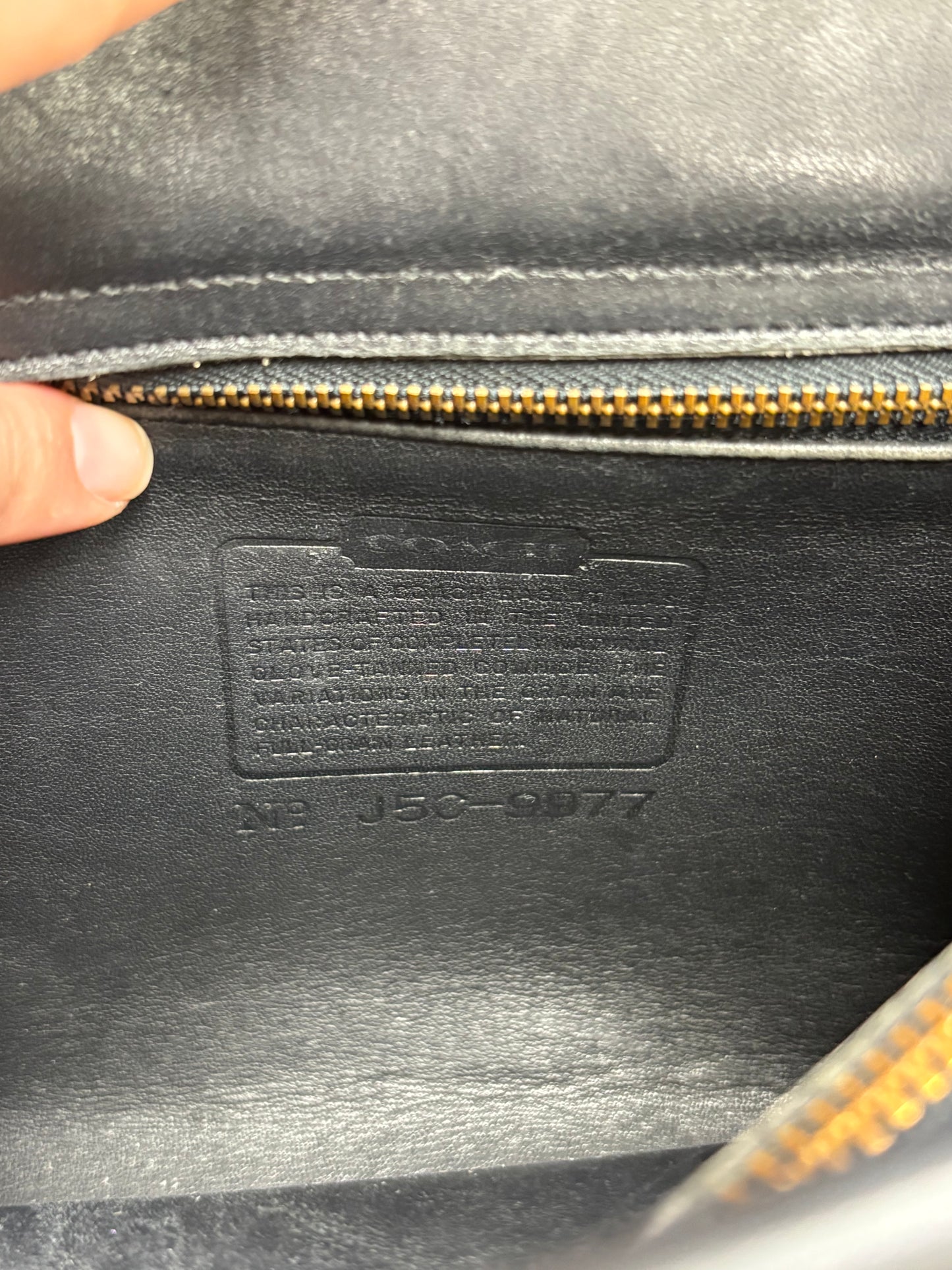 Vintage 9977 Coach Manor Black Leather Top-Handle Satchel with Gold Turn-Lock