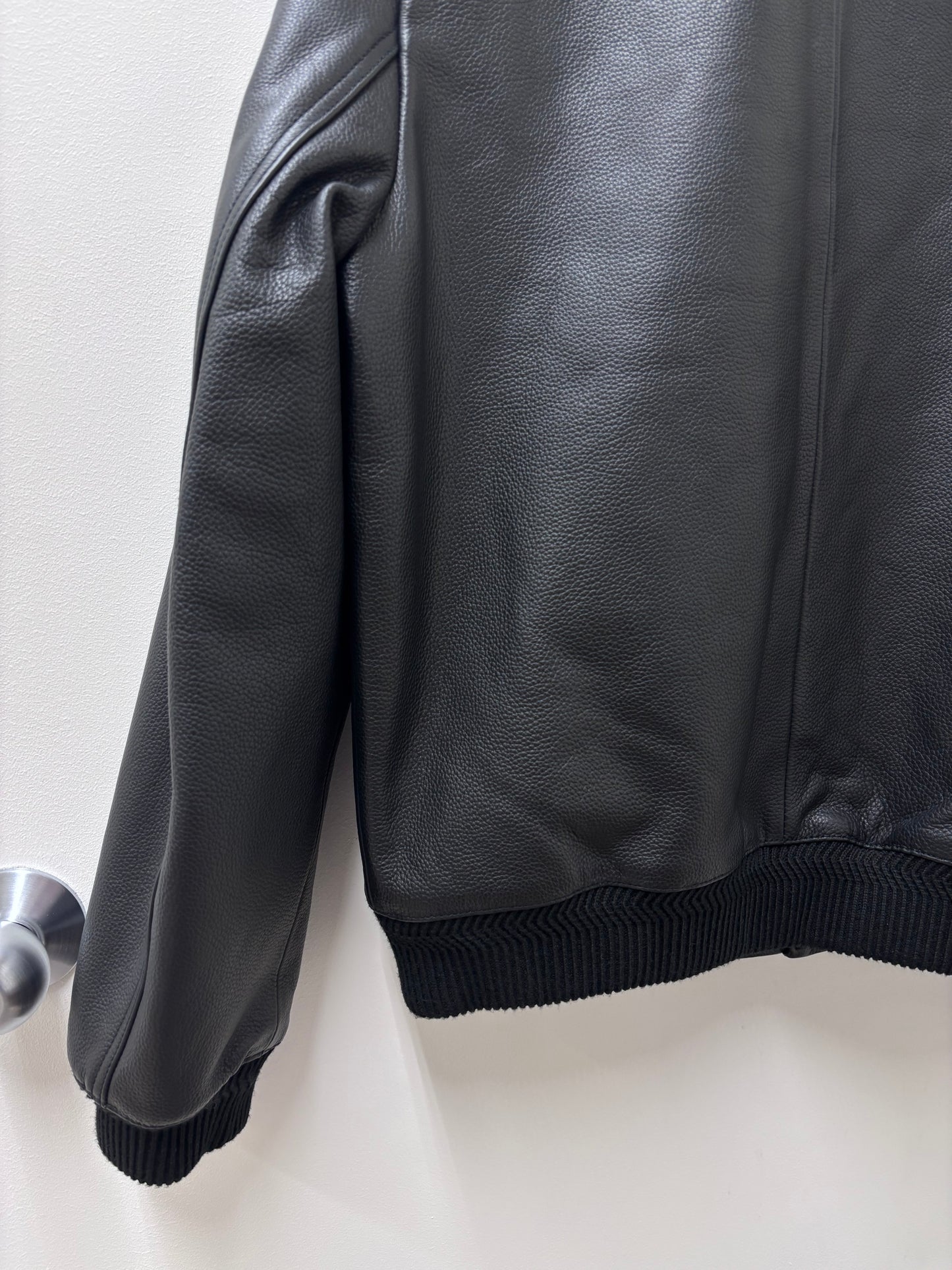 NWT Zadig & Voltaire Black Mate Padded Grained Leather Biker Jacket