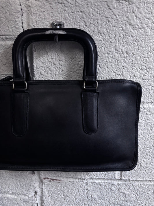 Vintage 70s Rare Coach Slim Black Leather Satchel