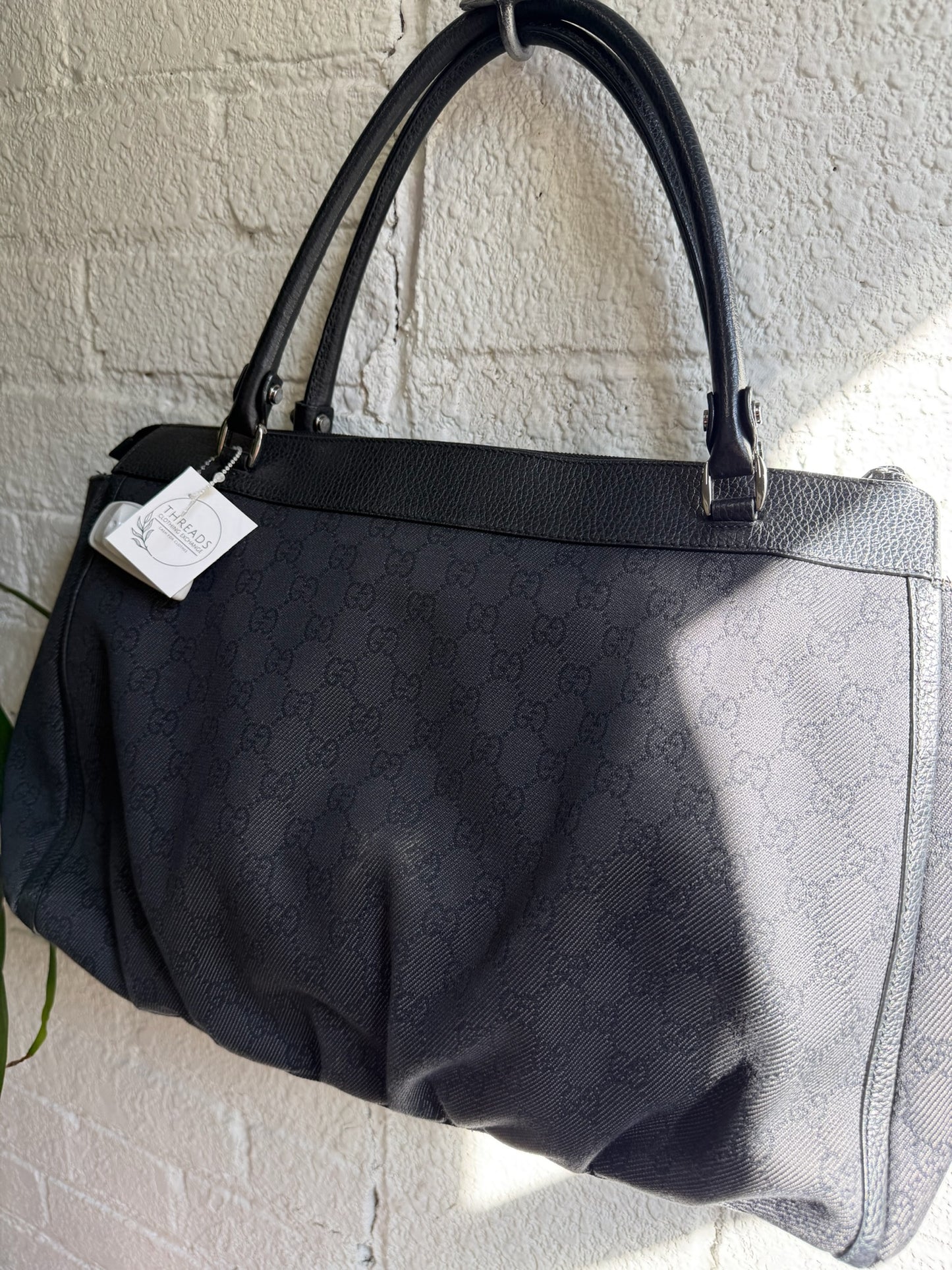 Gucci GG Black Denim Abbey D-Ring Tote Bag