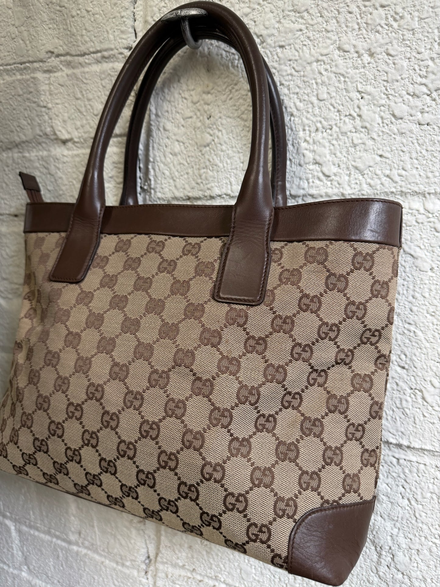 Vintage Gucci GG Brown Canvas Tote Bag