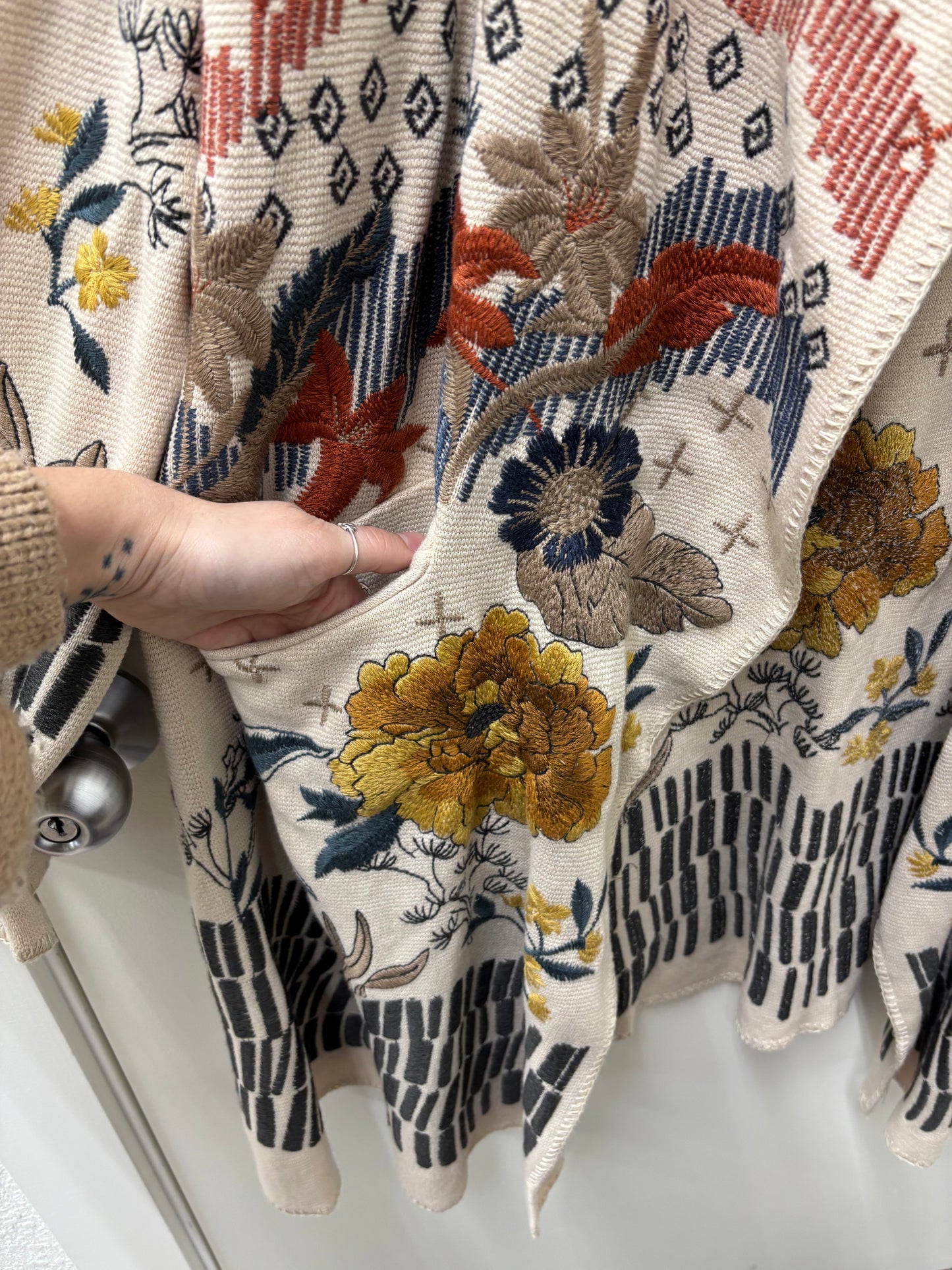 NWT Johnny Was Sarina Wrap Multicolor Embroidered Cardigan