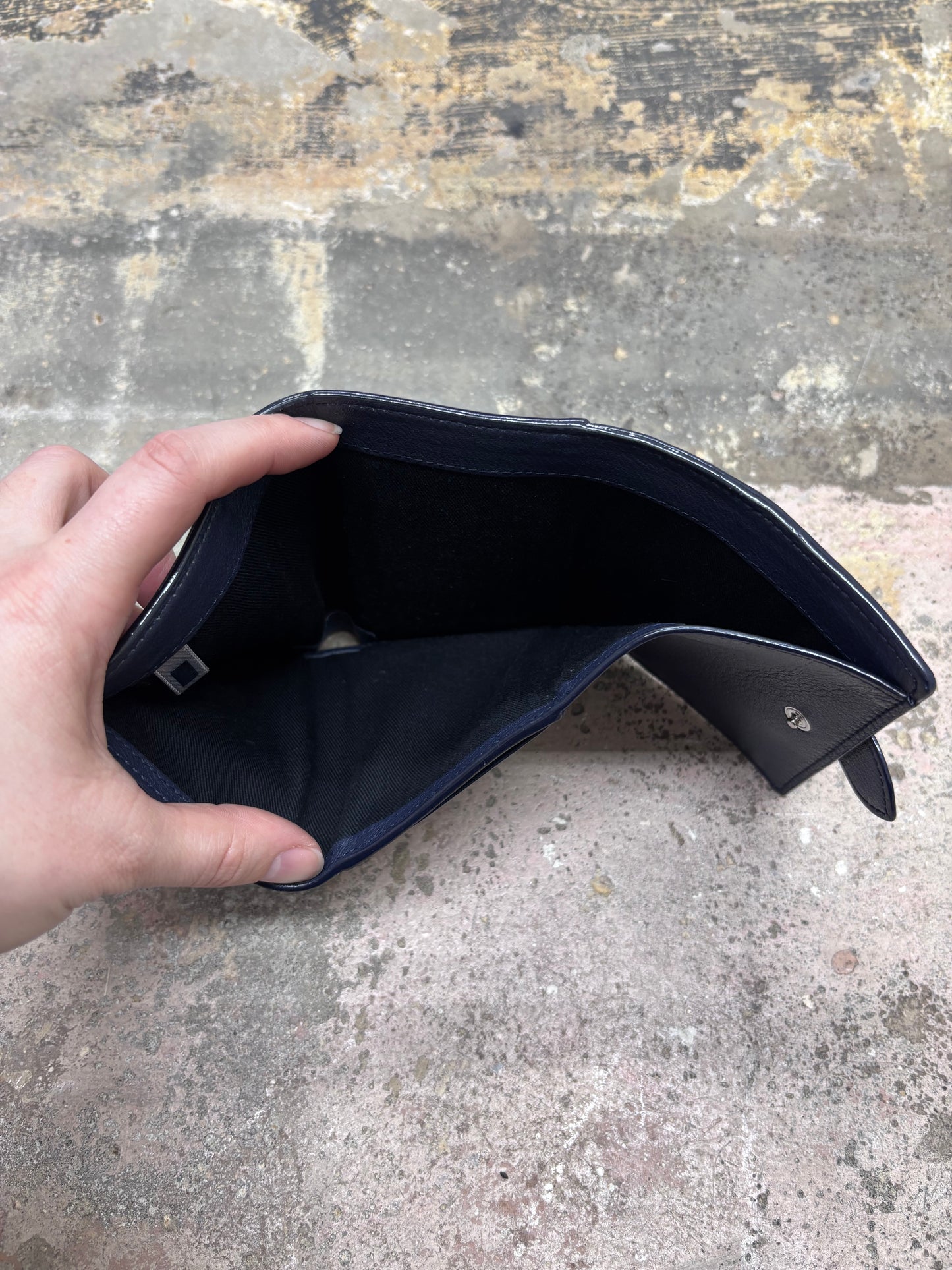 Jimmy Choo Cheri Cosmos Leather CZ Jewel Small Trifold Wallet in Navy Blue