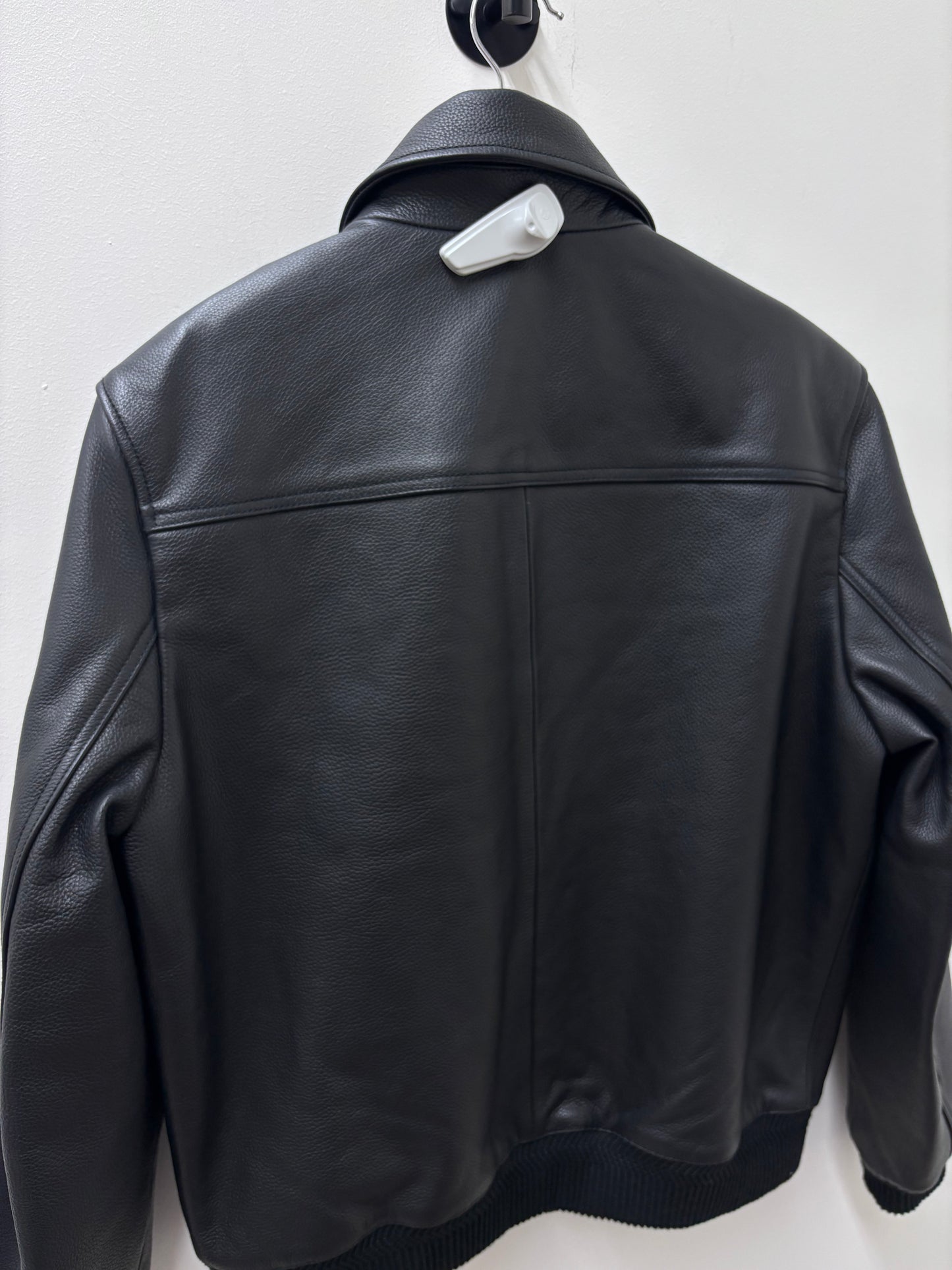 NWT Zadig & Voltaire Black Mate Padded Grained Leather Biker Jacket