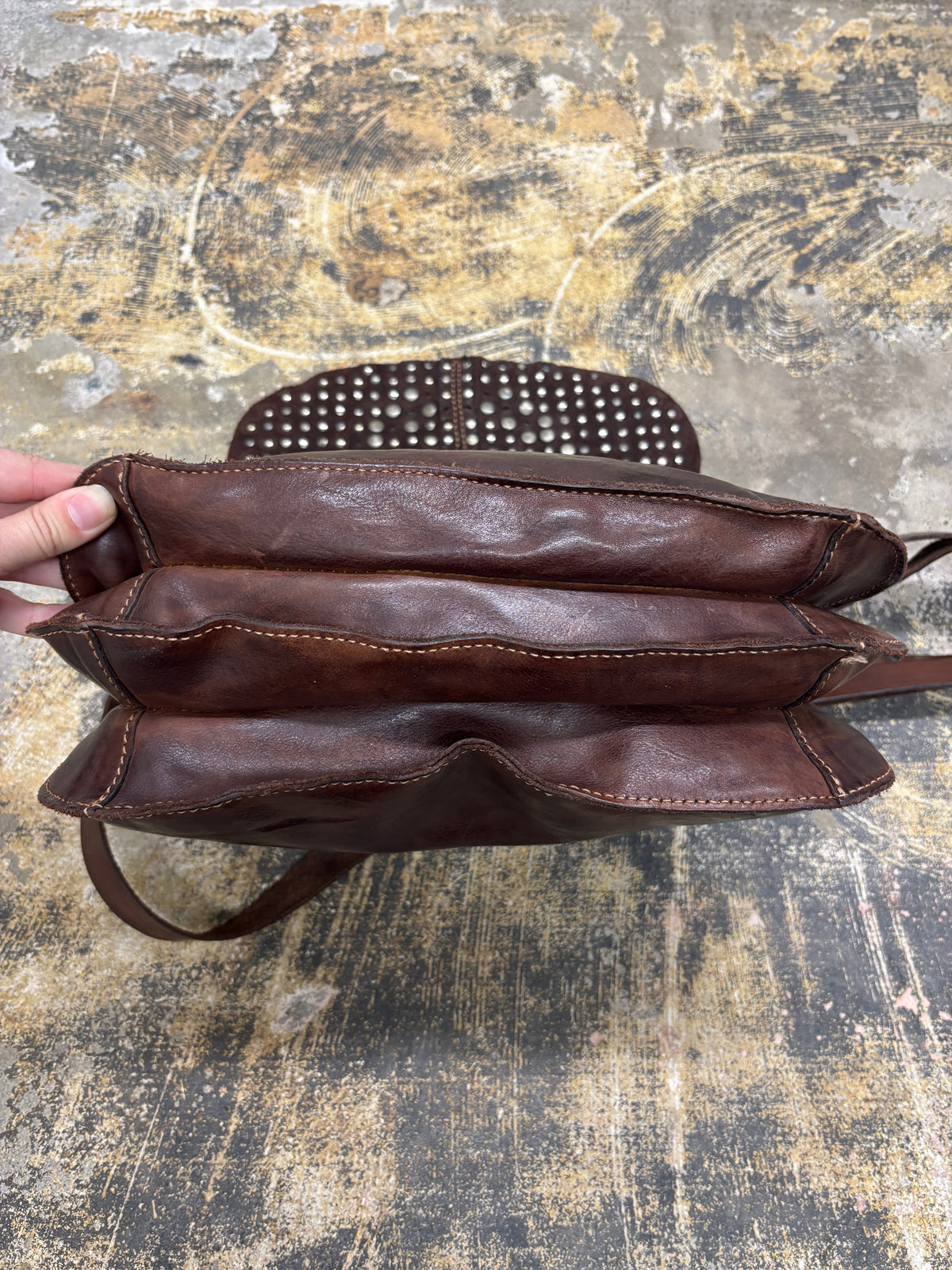 Campomaggi Brown Studded Leather Shoulder Bag