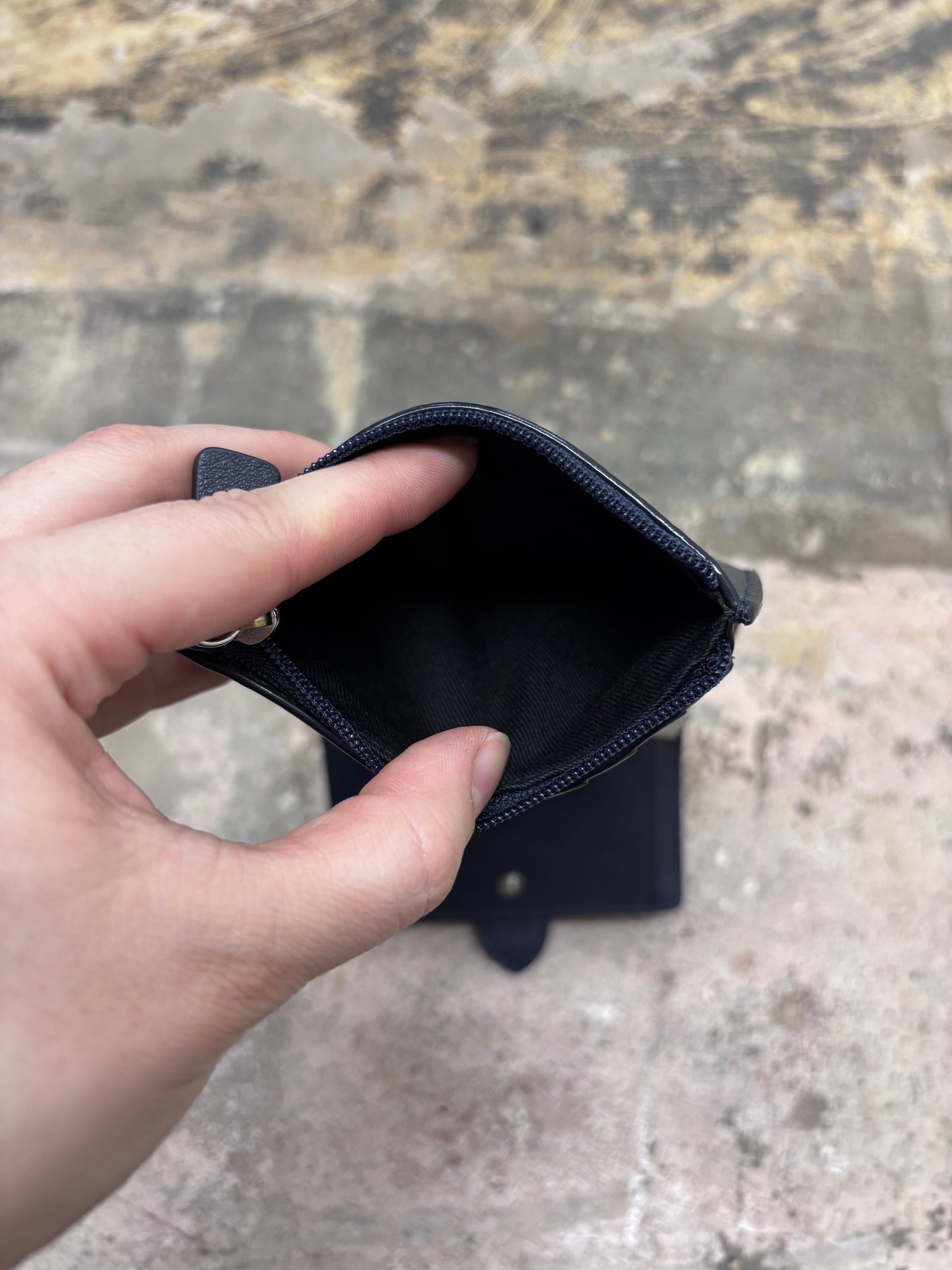 Jimmy Choo Cheri Cosmos Leather CZ Jewel Small Trifold Wallet in Navy Blue