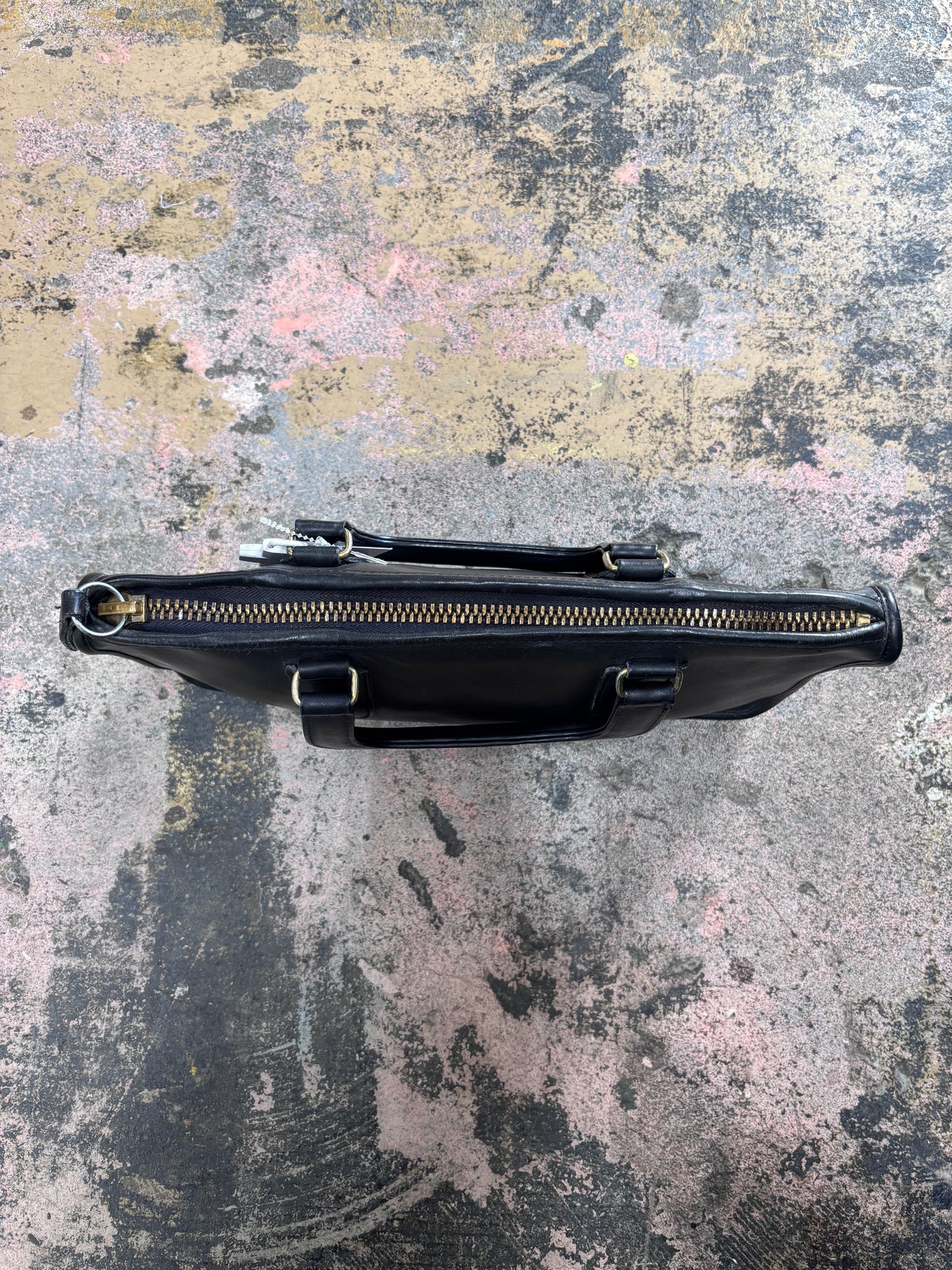 Vintage 70s Rare Coach Slim Black Leather Satchel