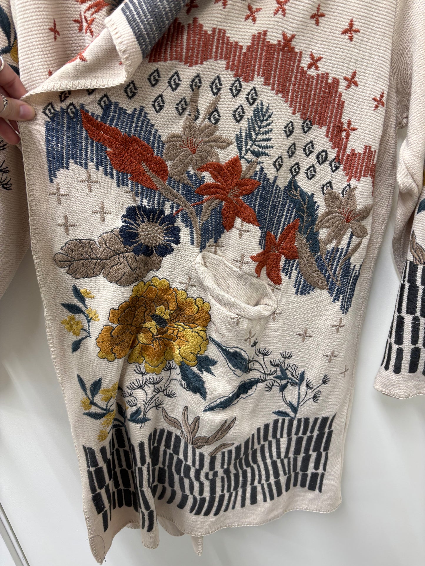 NWT Johnny Was Sarina Wrap Multicolor Embroidered Cardigan