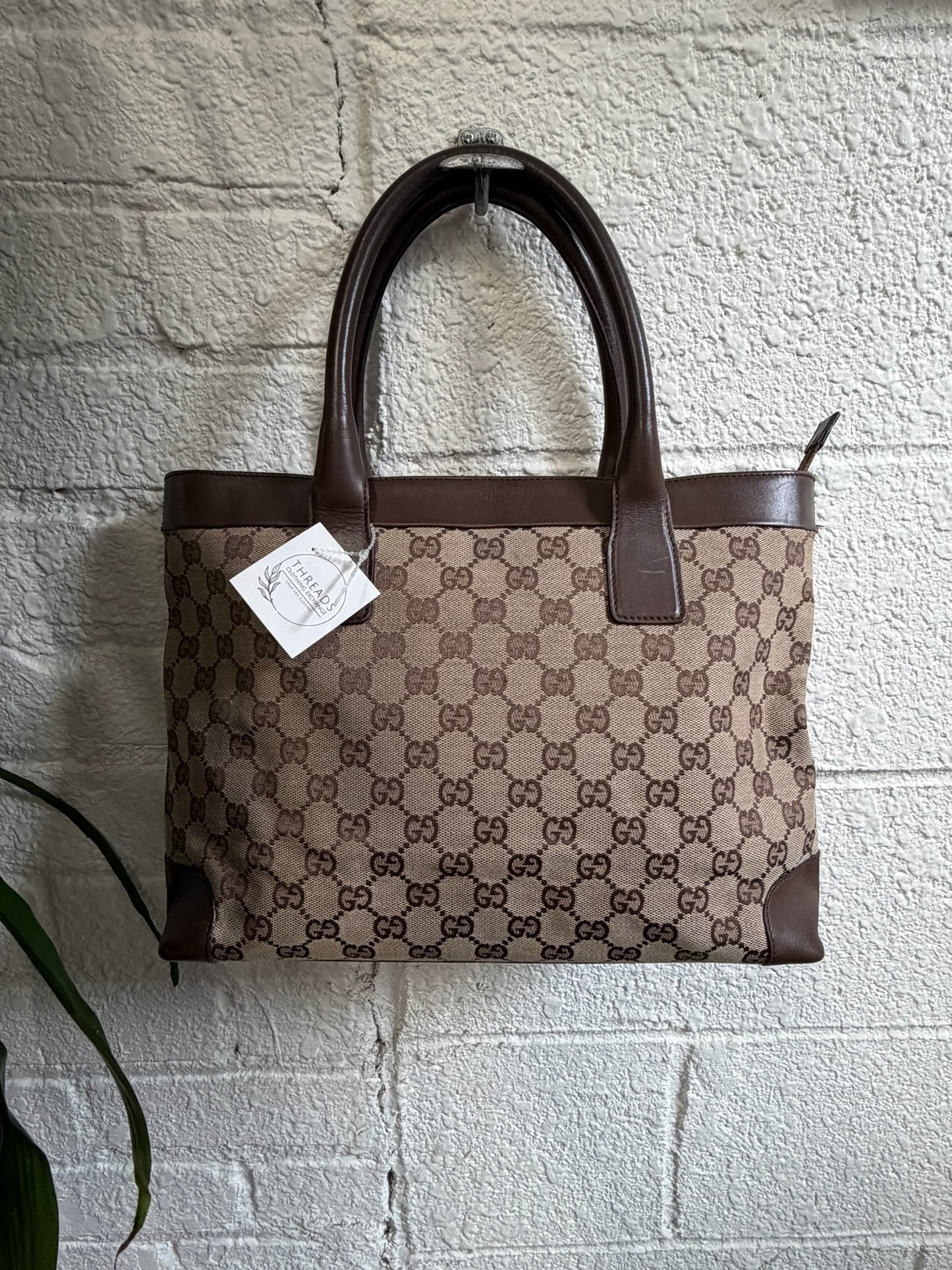 Vintage Gucci GG Brown Canvas Tote Bag
