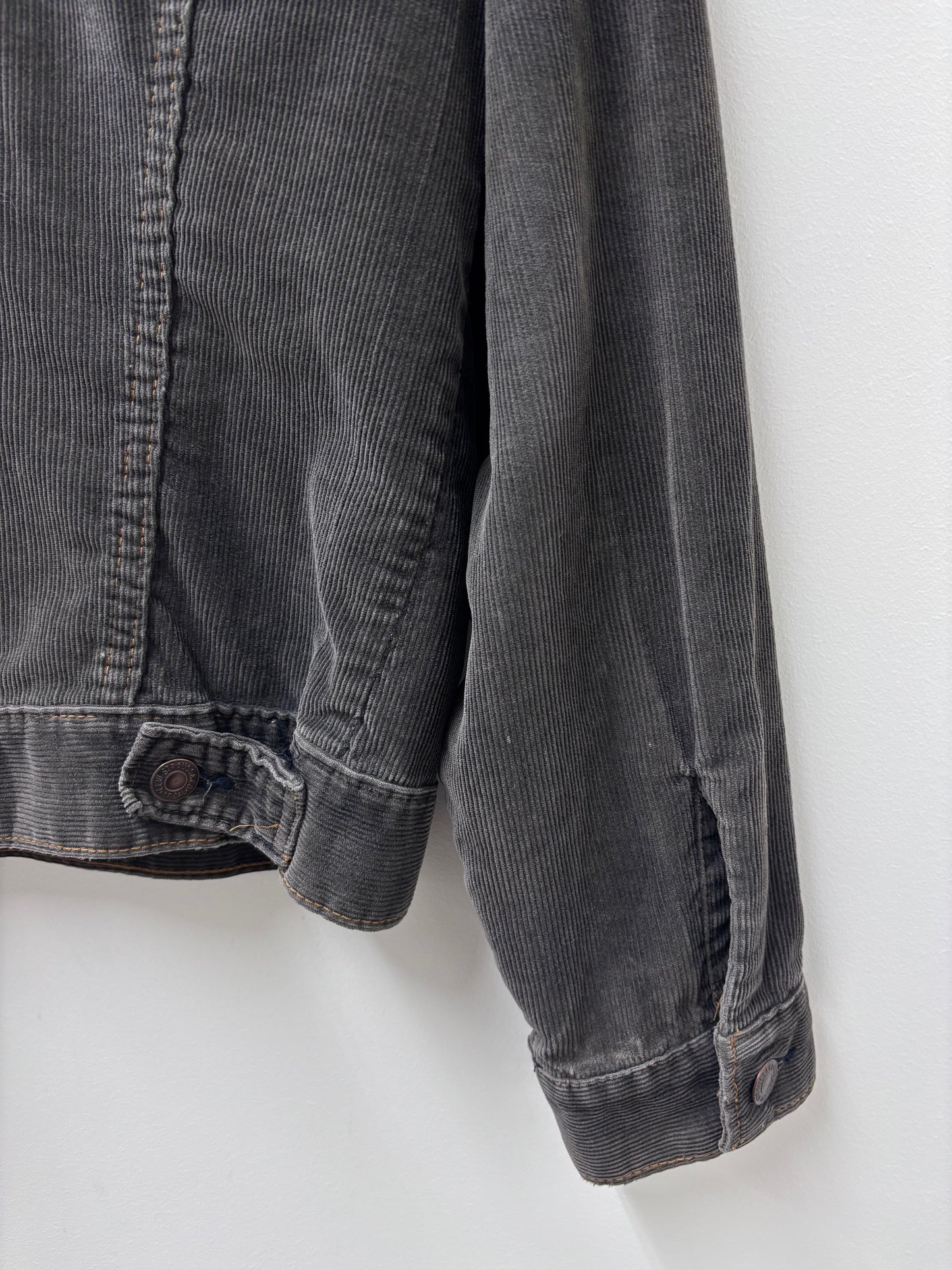 Vintage 1970s Levi's Orange Tab Charcoal Corduroy Trucker Jacket
