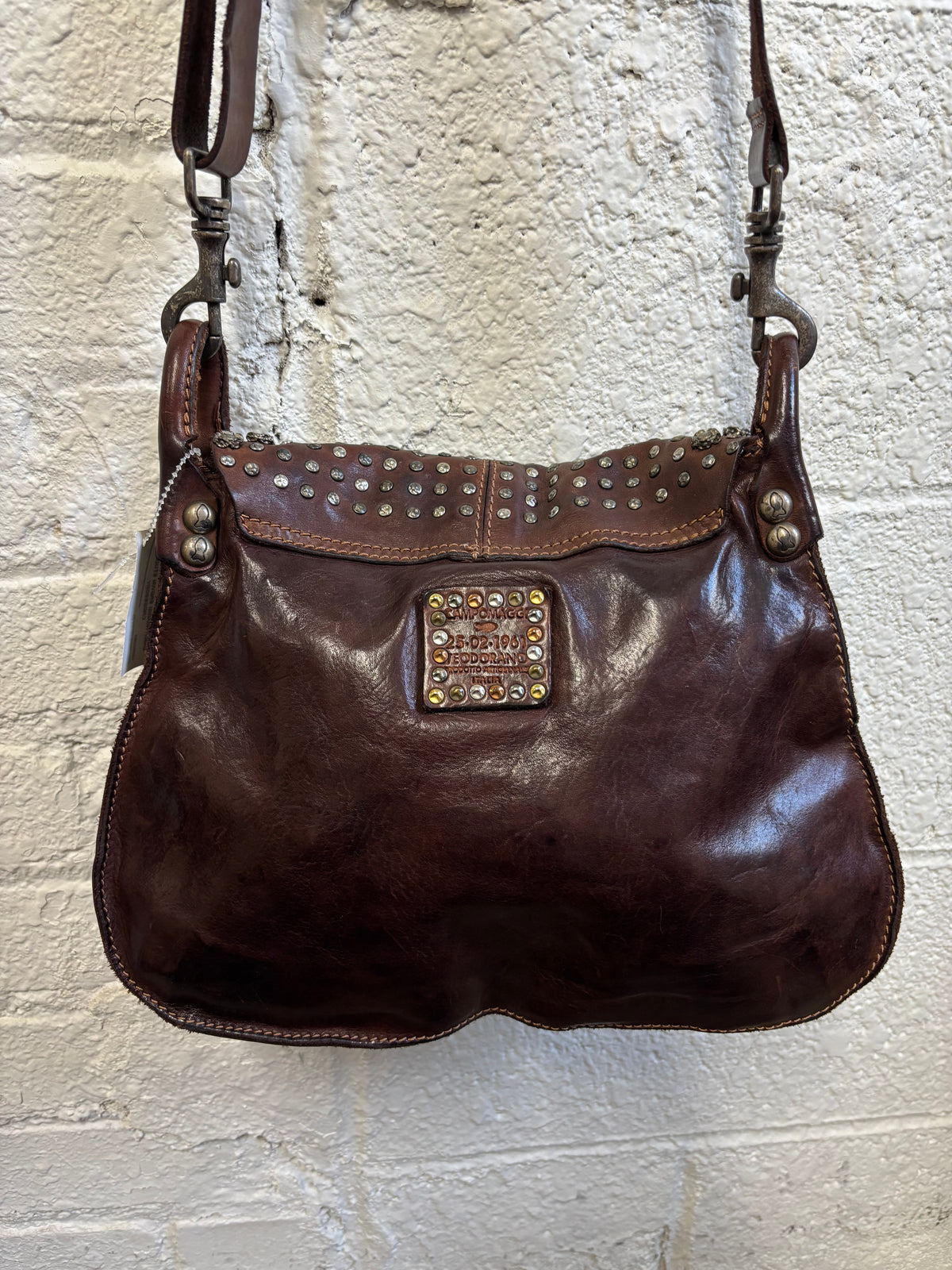 Campomaggi Brown Studded Leather Shoulder Bag