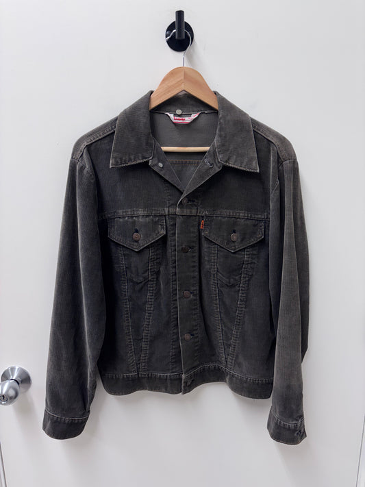 Vintage 1970s Levi's Orange Tab Charcoal Corduroy Trucker Jacket