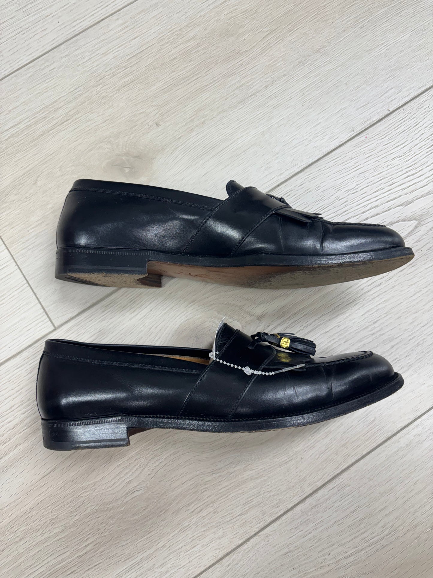 Vintage Gucci Black Leather Tassel Loafers