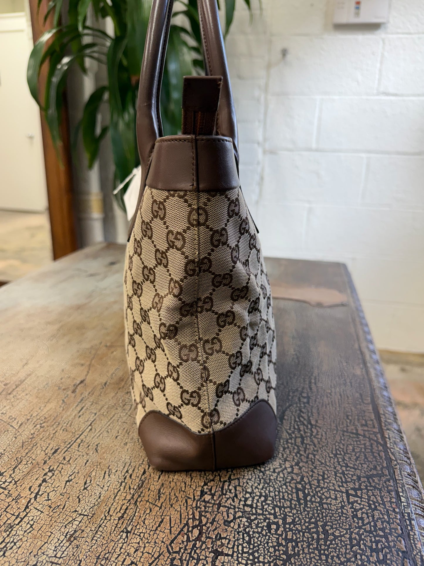 Vintage Gucci GG Brown Canvas Tote Bag