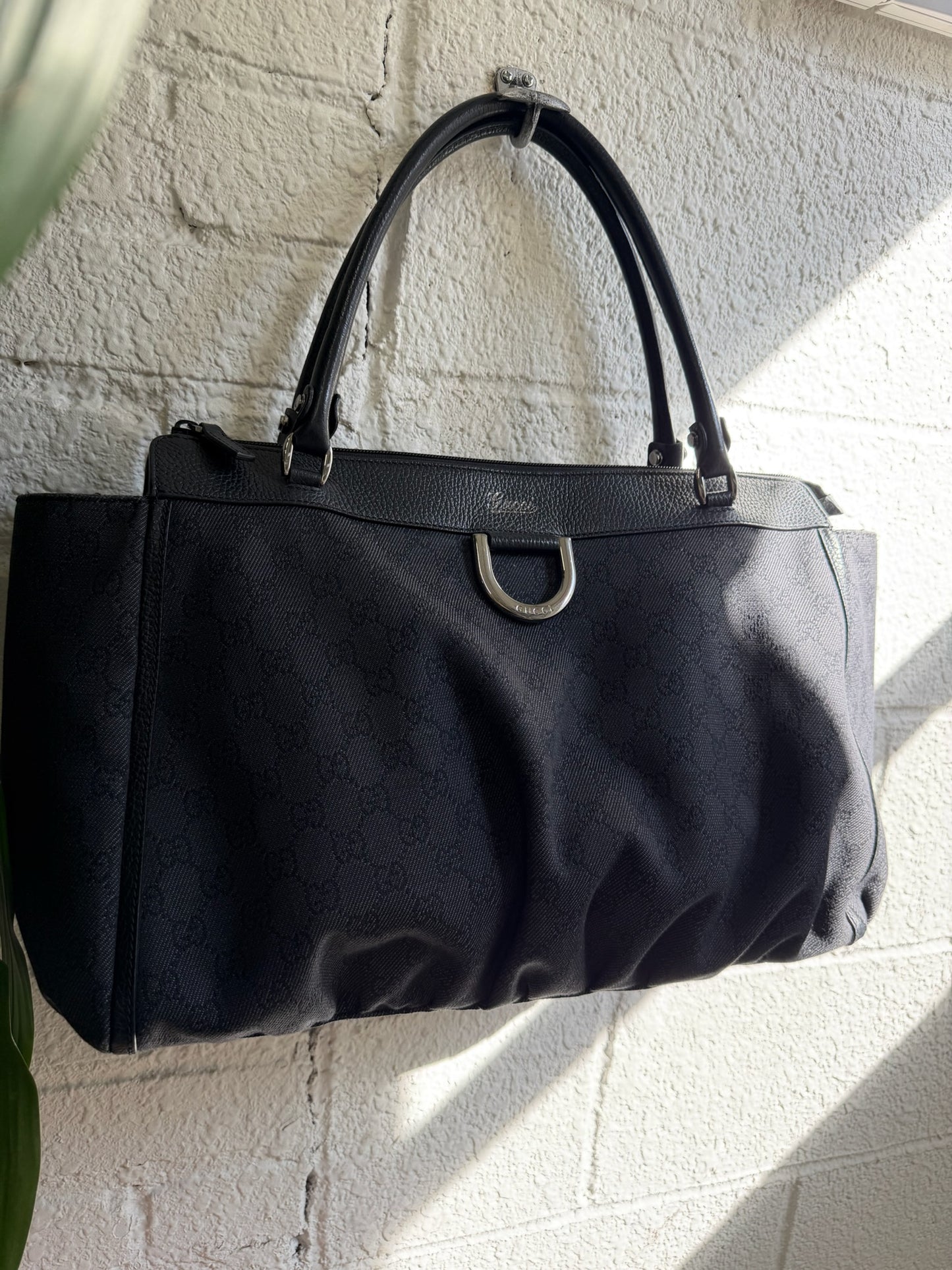 Gucci GG Black Denim Abbey D-Ring Tote Bag