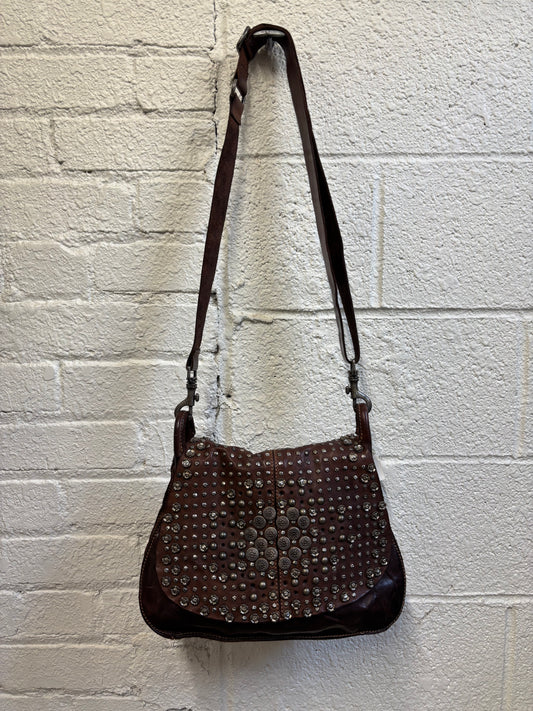 Campomaggi Brown Studded Leather Shoulder Bag