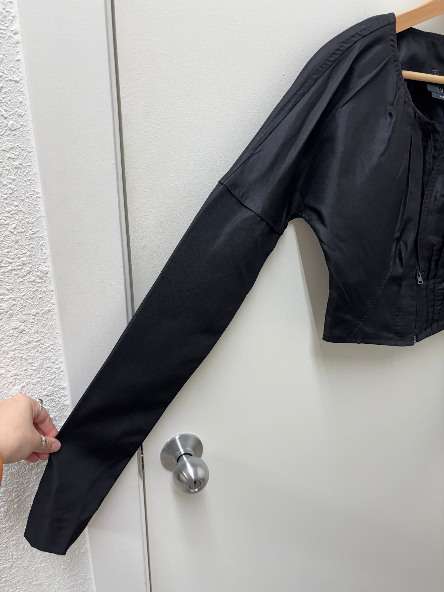 Gucci Black Silk Cropped Jacket