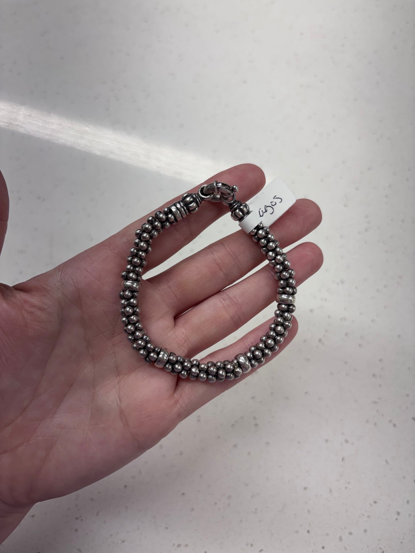 LAGOS Sterling Silver Caviar Rope Station Beaded Bracelet
