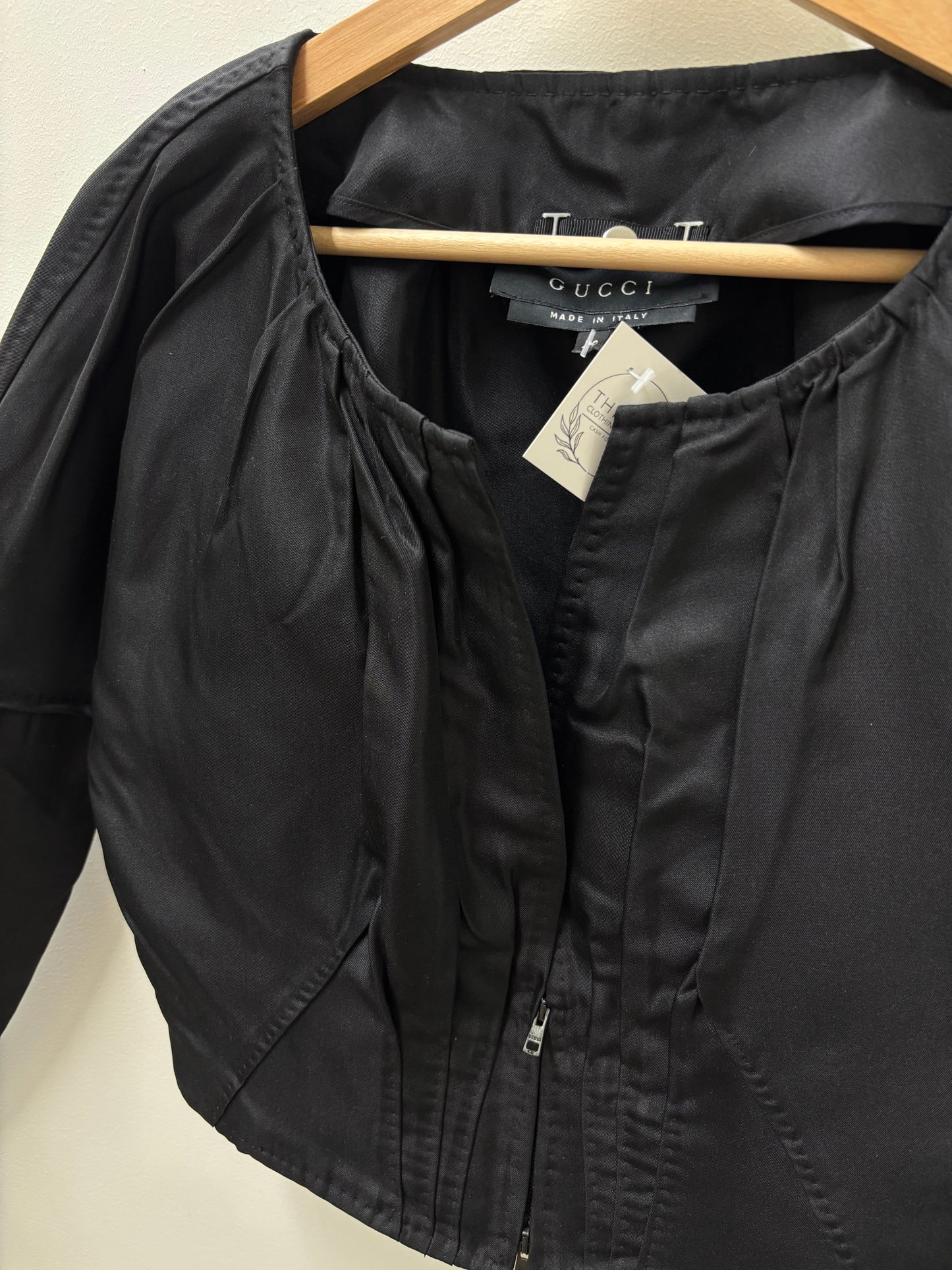 Gucci Black Silk Cropped Jacket