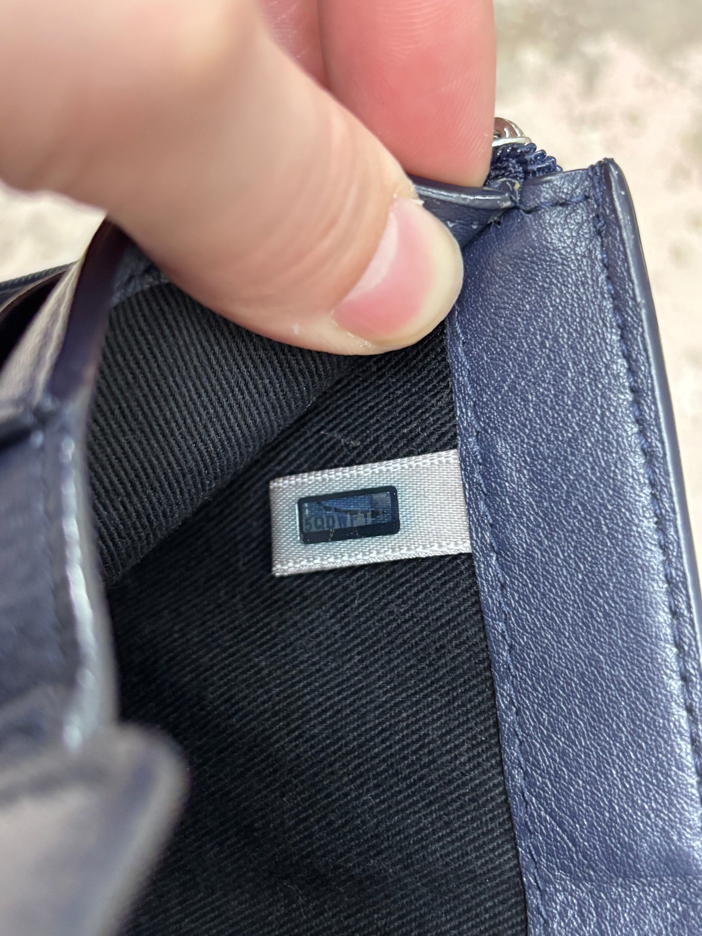 Jimmy Choo Cheri Cosmos Leather CZ Jewel Small Trifold Wallet in Navy Blue