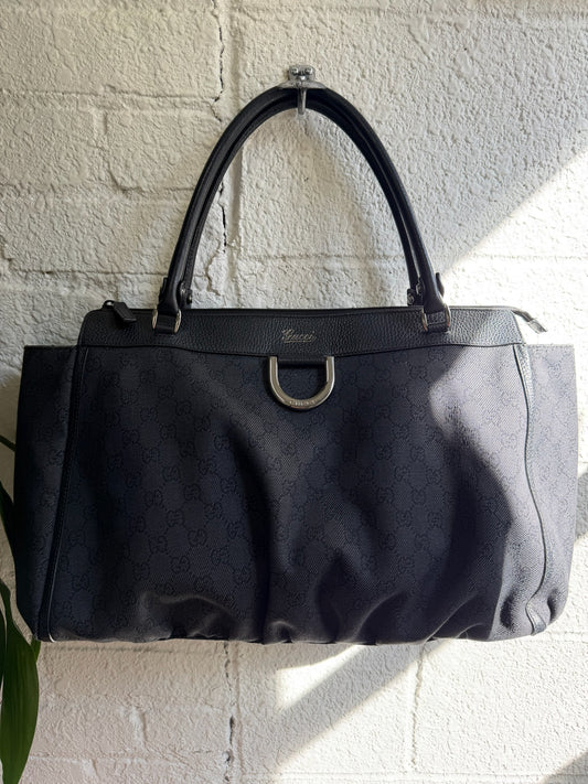 Gucci GG Black Denim Abbey D-Ring Tote Bag