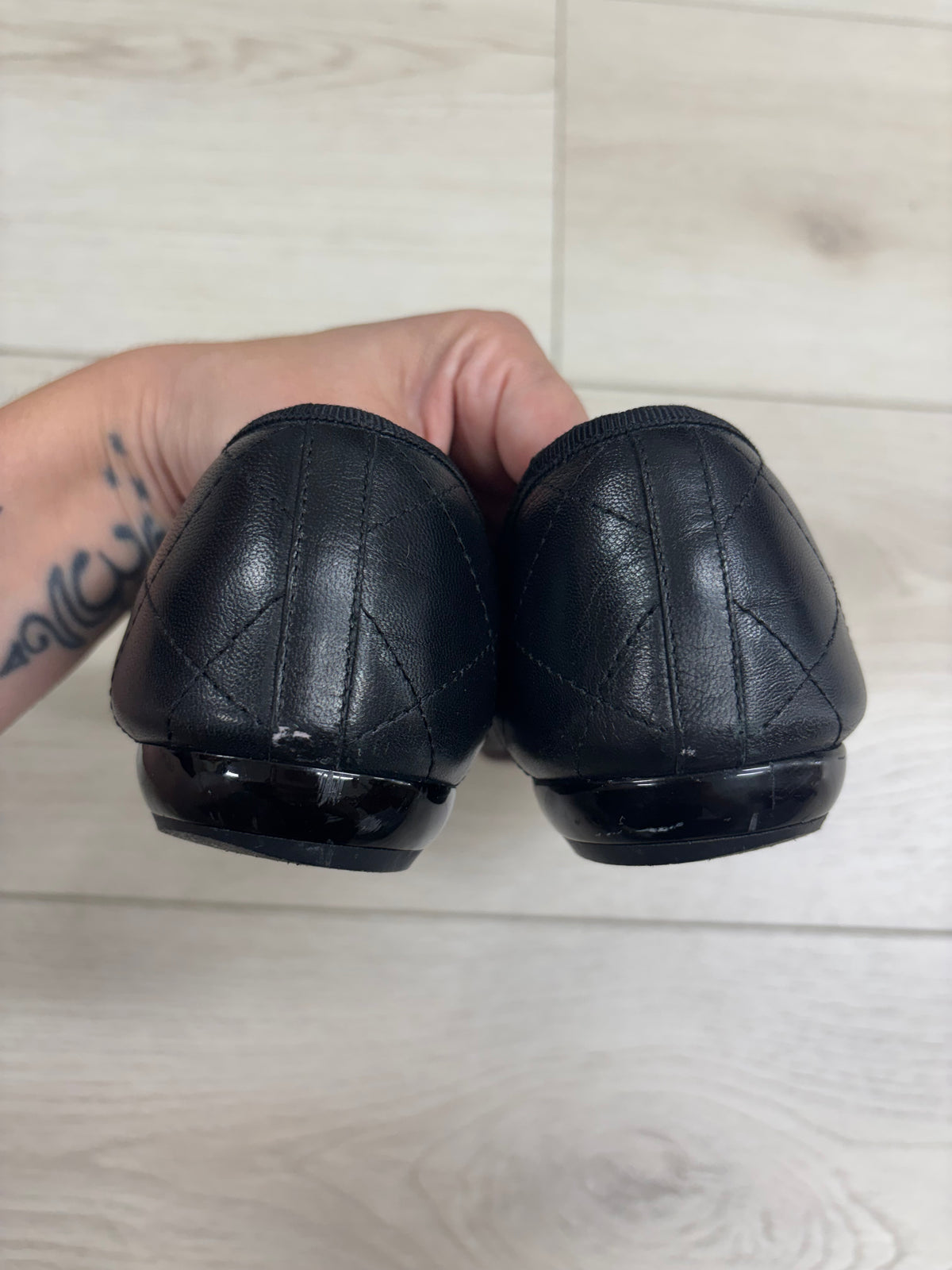 Chanel Cambon Black Quilted Lambskin Ballet Flats