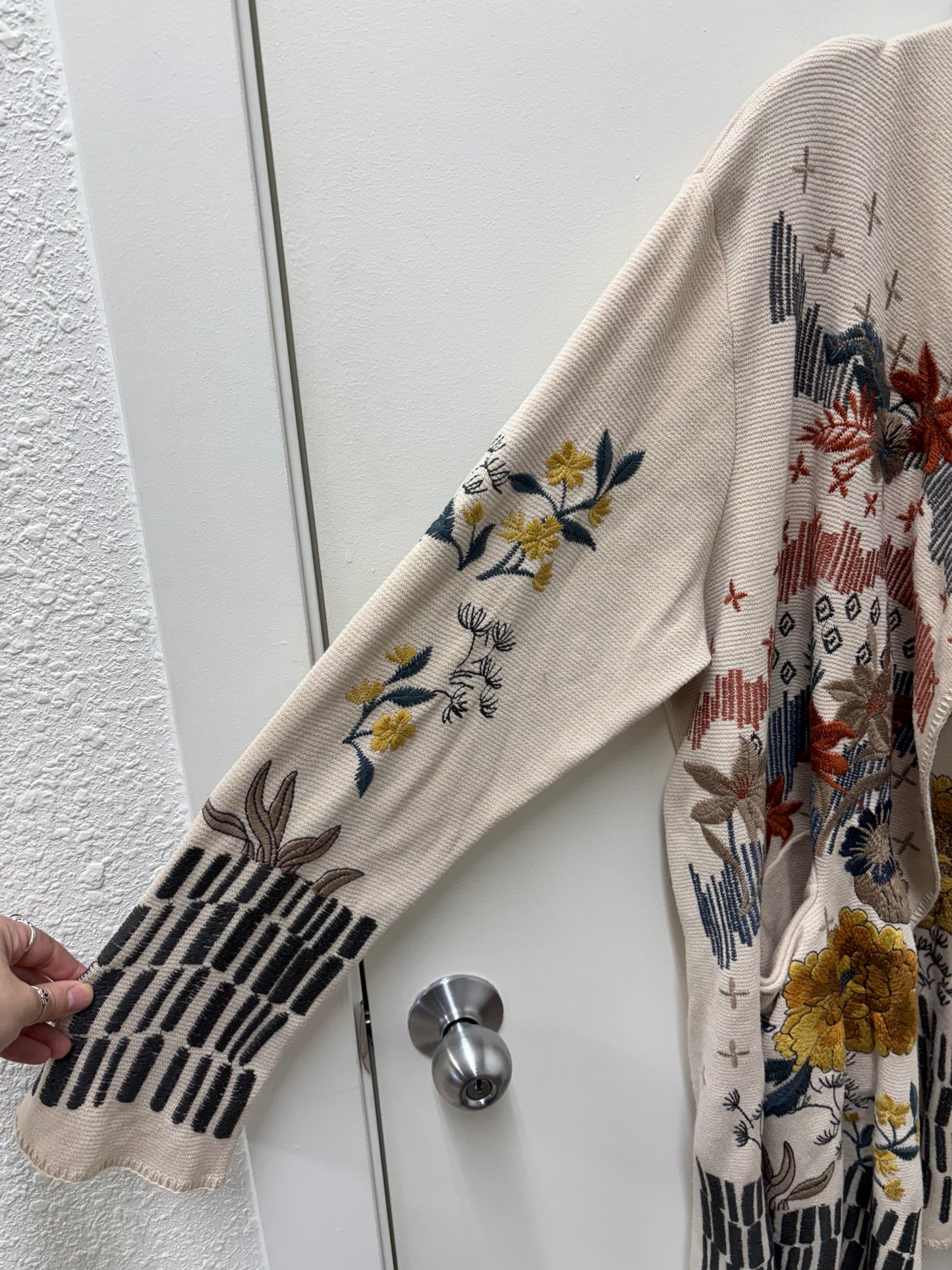 NWT Johnny Was Sarina Wrap Multicolor Embroidered Cardigan