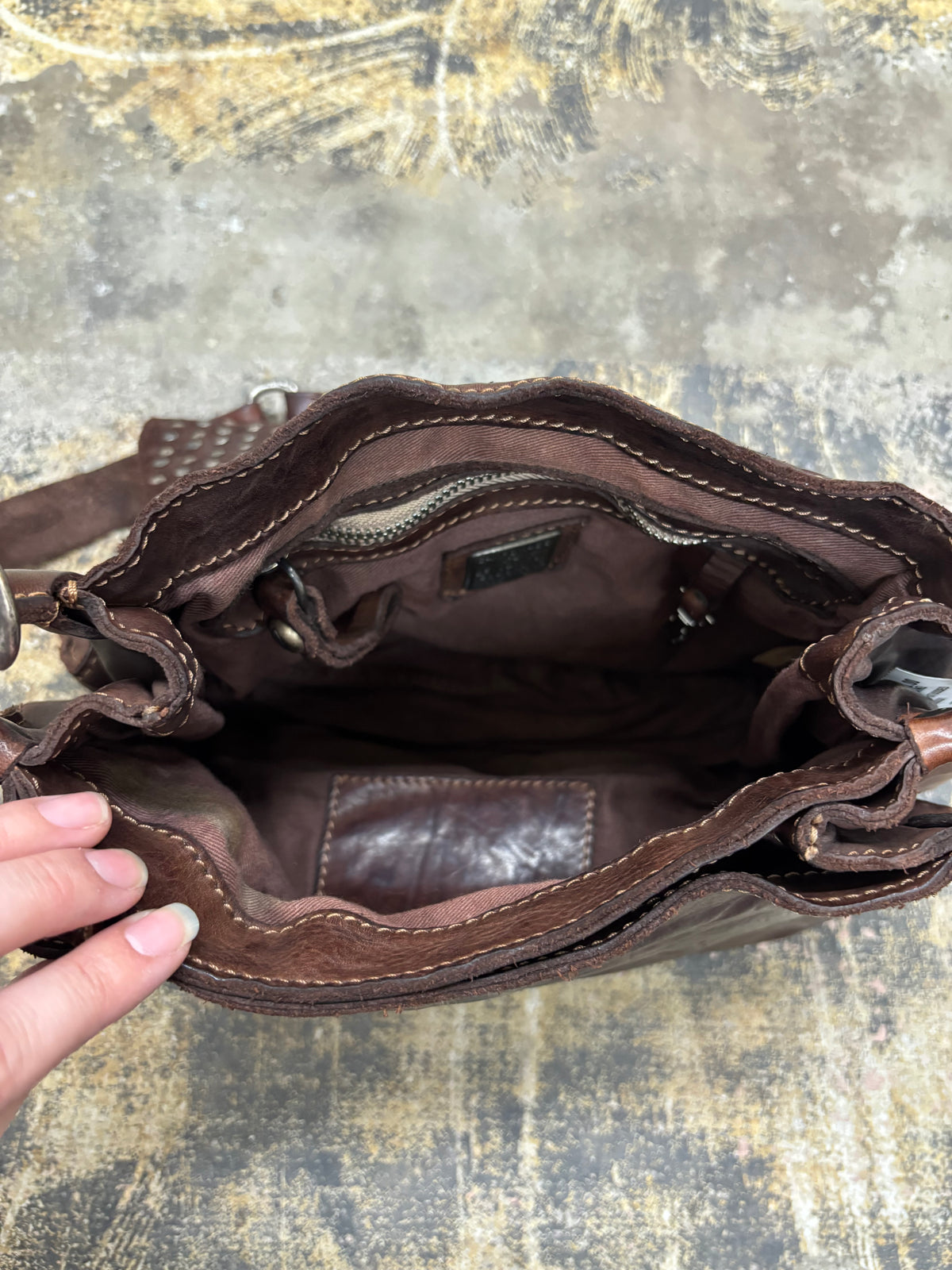 Campomaggi Brown Studded Leather Shoulder Bag
