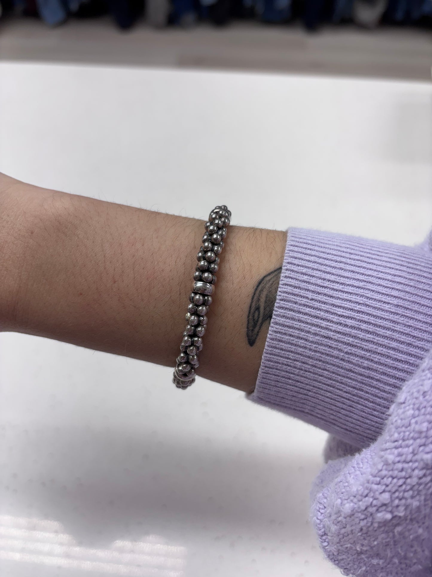 LAGOS Sterling Silver Caviar Rope Station Beaded Bracelet