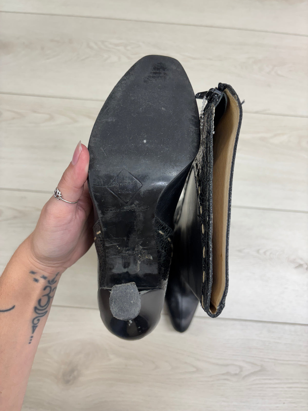 Vintage 90s/2000s John Fluevog Black Leather Knee-High Heeled Boots