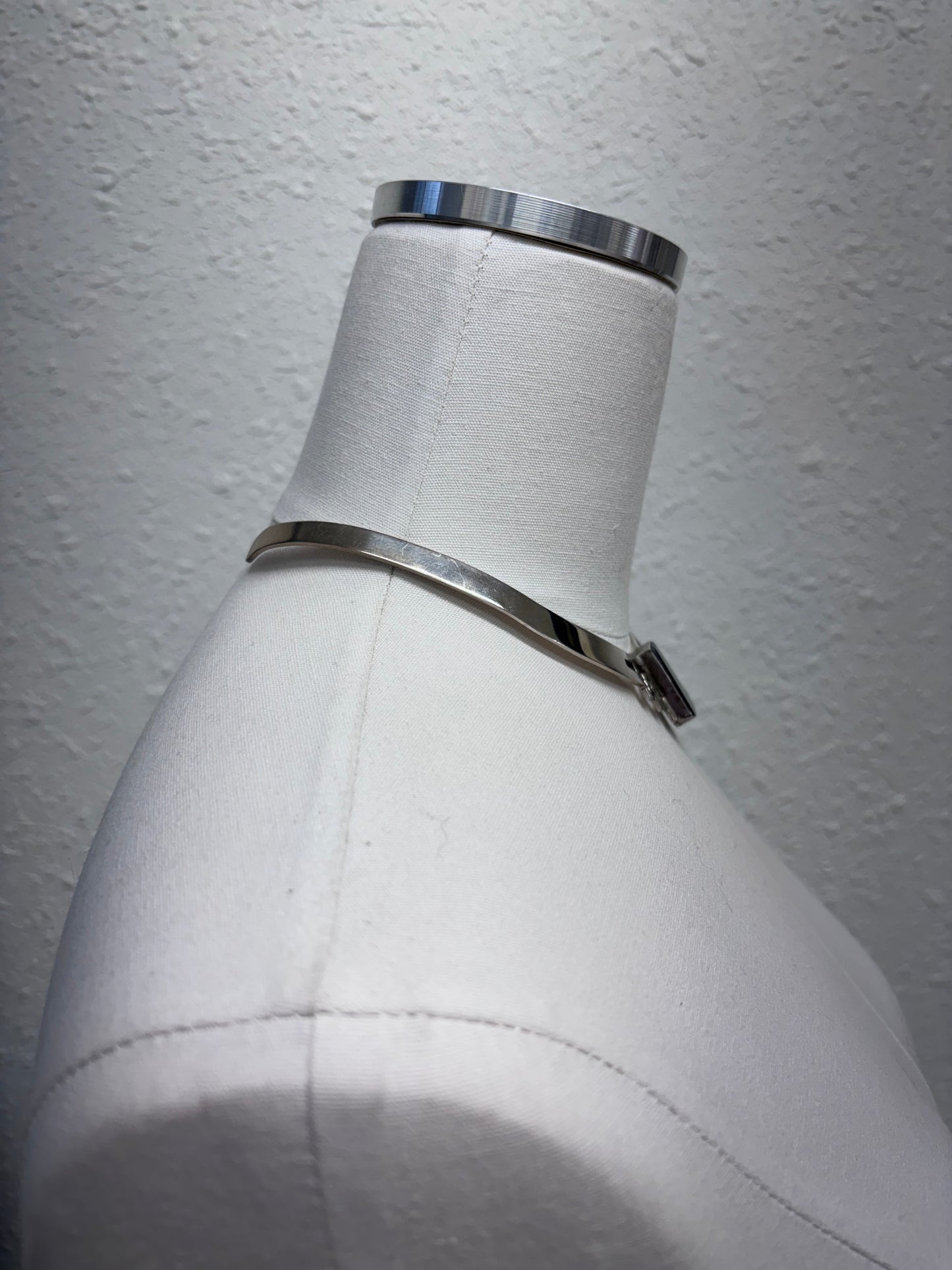 Vintage Mexican Taxco Sterling Silver and Black Onyx Geometric Collar Necklace