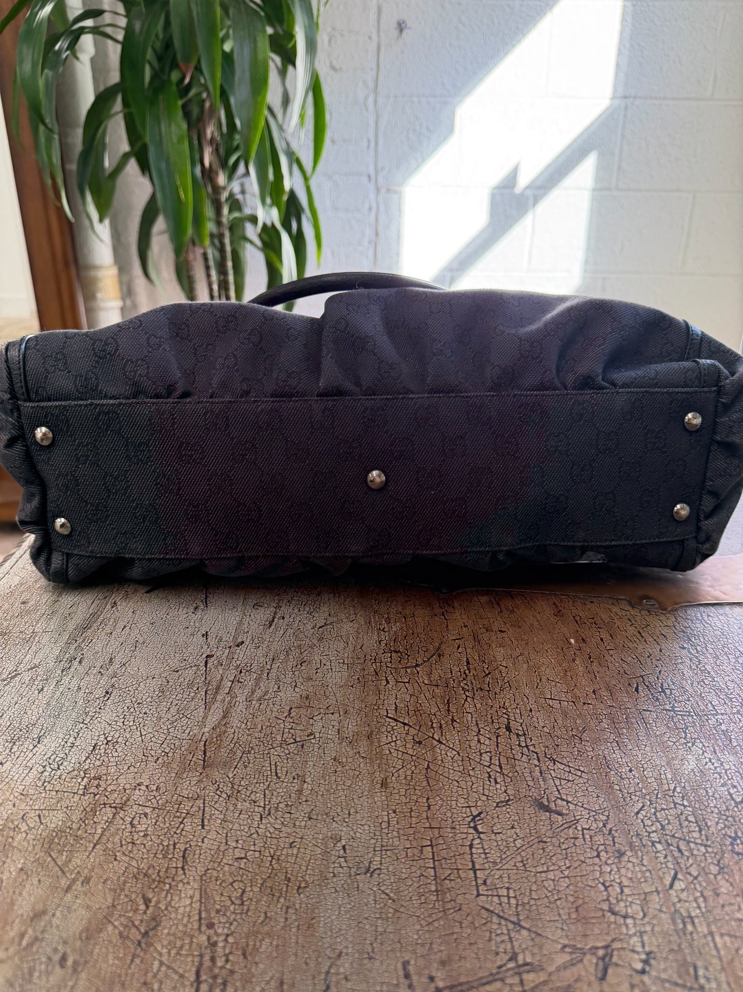 Gucci GG Black Denim Abbey D-Ring Tote Bag