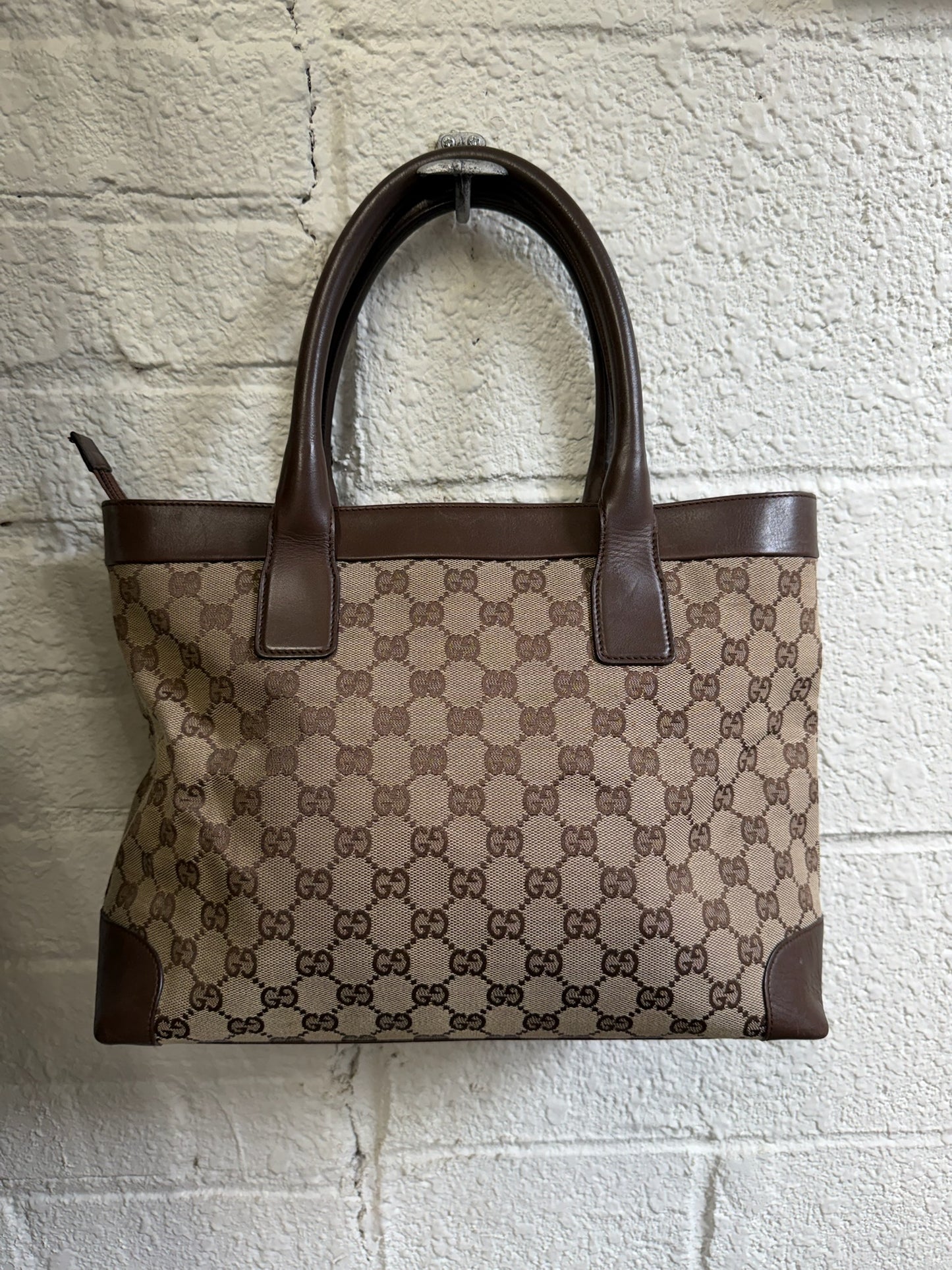 Vintage Gucci GG Brown Canvas Tote Bag