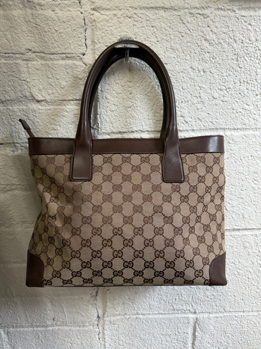 Vintage Gucci GG Brown Canvas Tote Bag