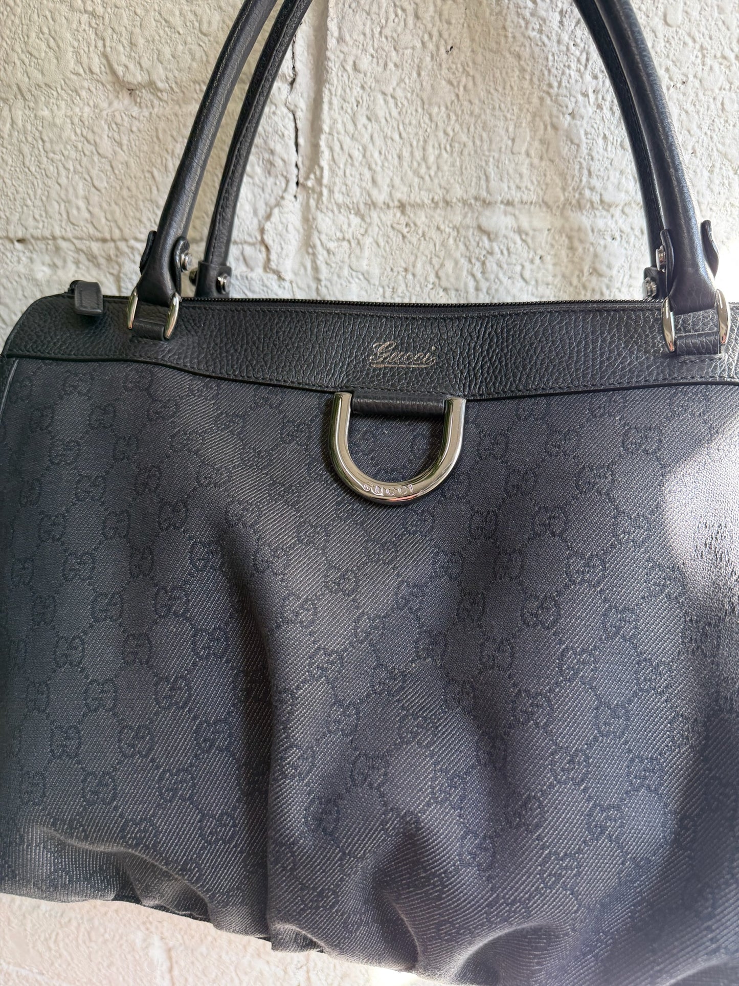 Gucci GG Black Denim Abbey D-Ring Tote Bag