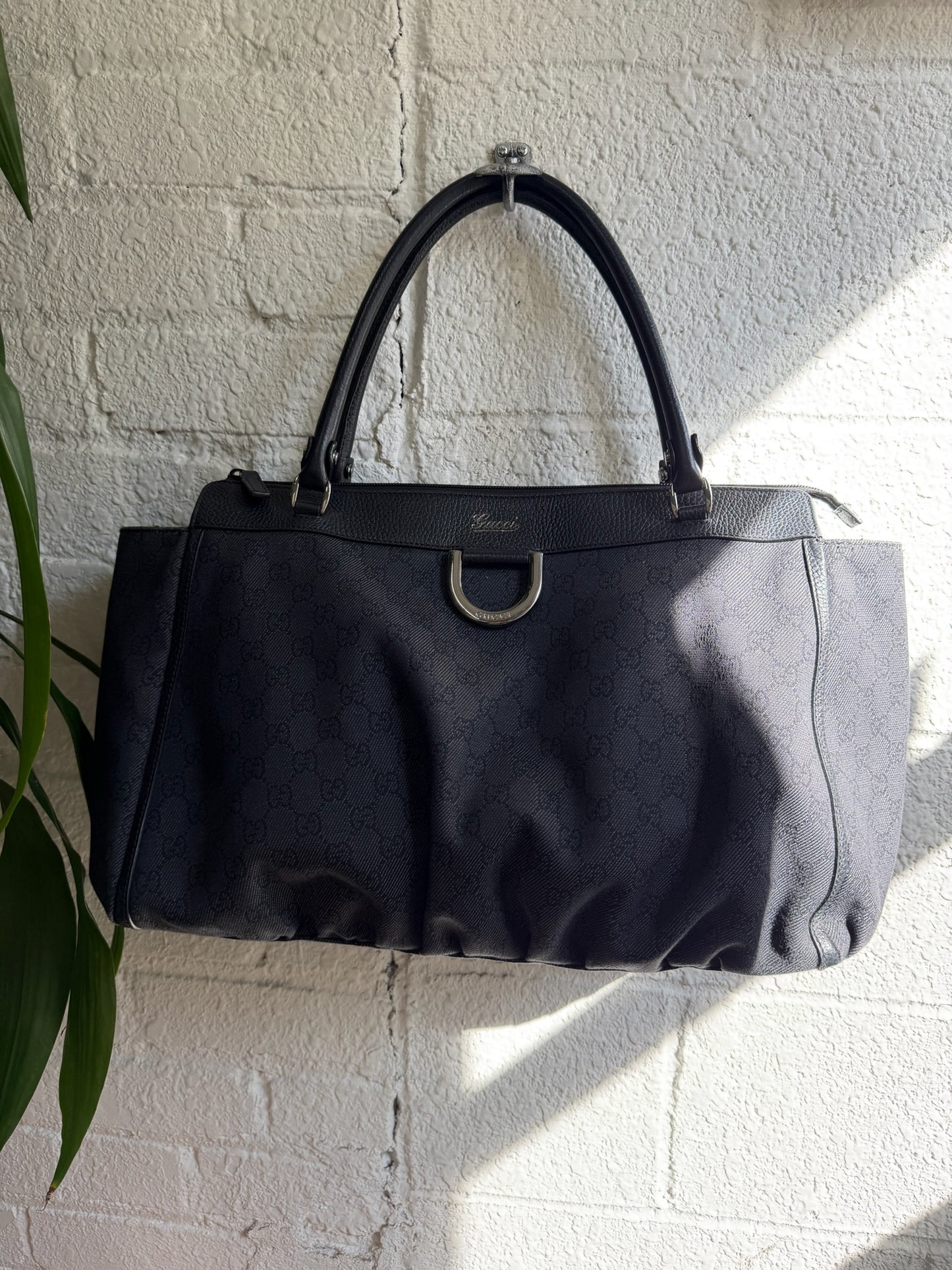 Gucci GG Black Denim Abbey D-Ring Tote Bag