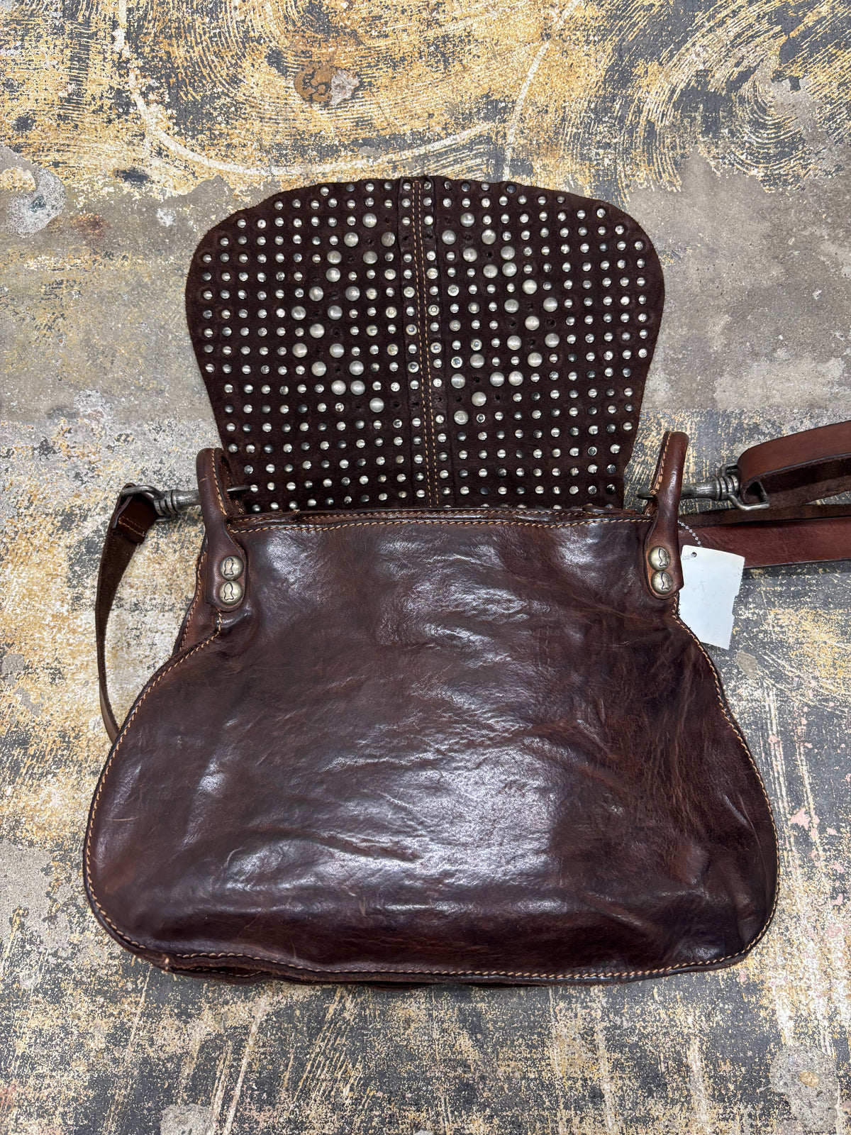 Campomaggi Brown Studded Leather Shoulder Bag