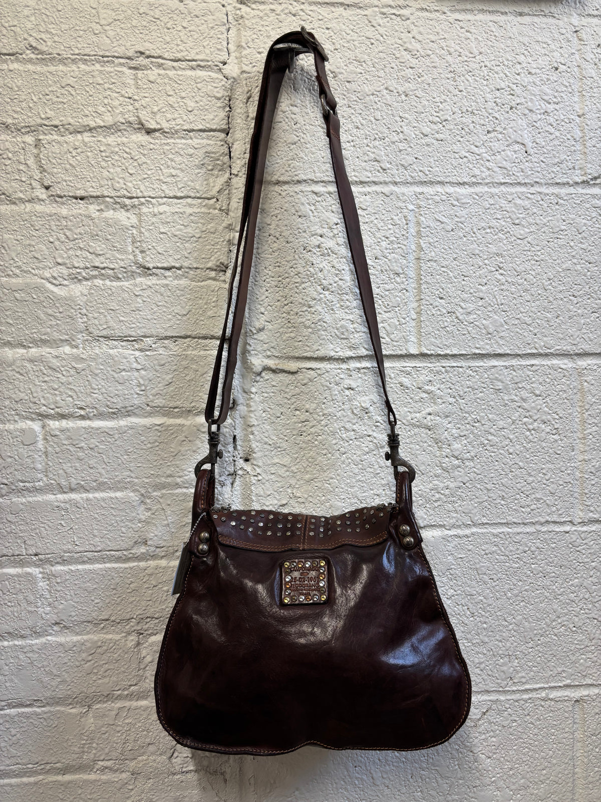 Campomaggi Brown Studded Leather Shoulder Bag