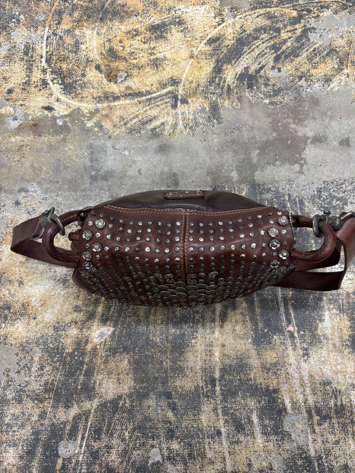 Campomaggi Brown Studded Leather Shoulder Bag