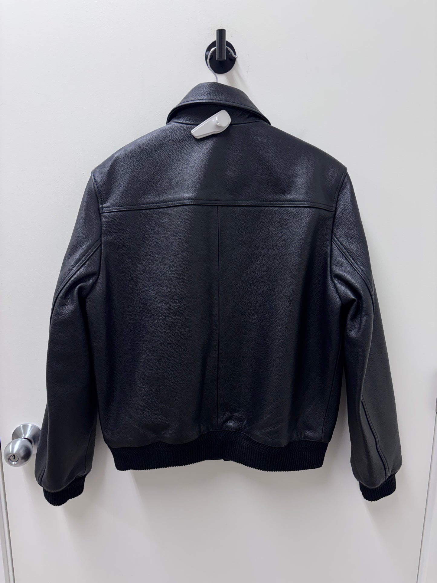 NWT Zadig & Voltaire Black Mate Padded Grained Leather Biker Jacket