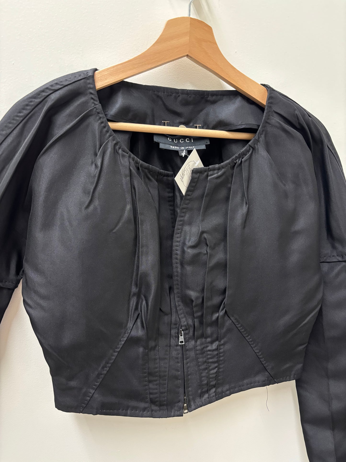 Gucci Black Silk Cropped Jacket