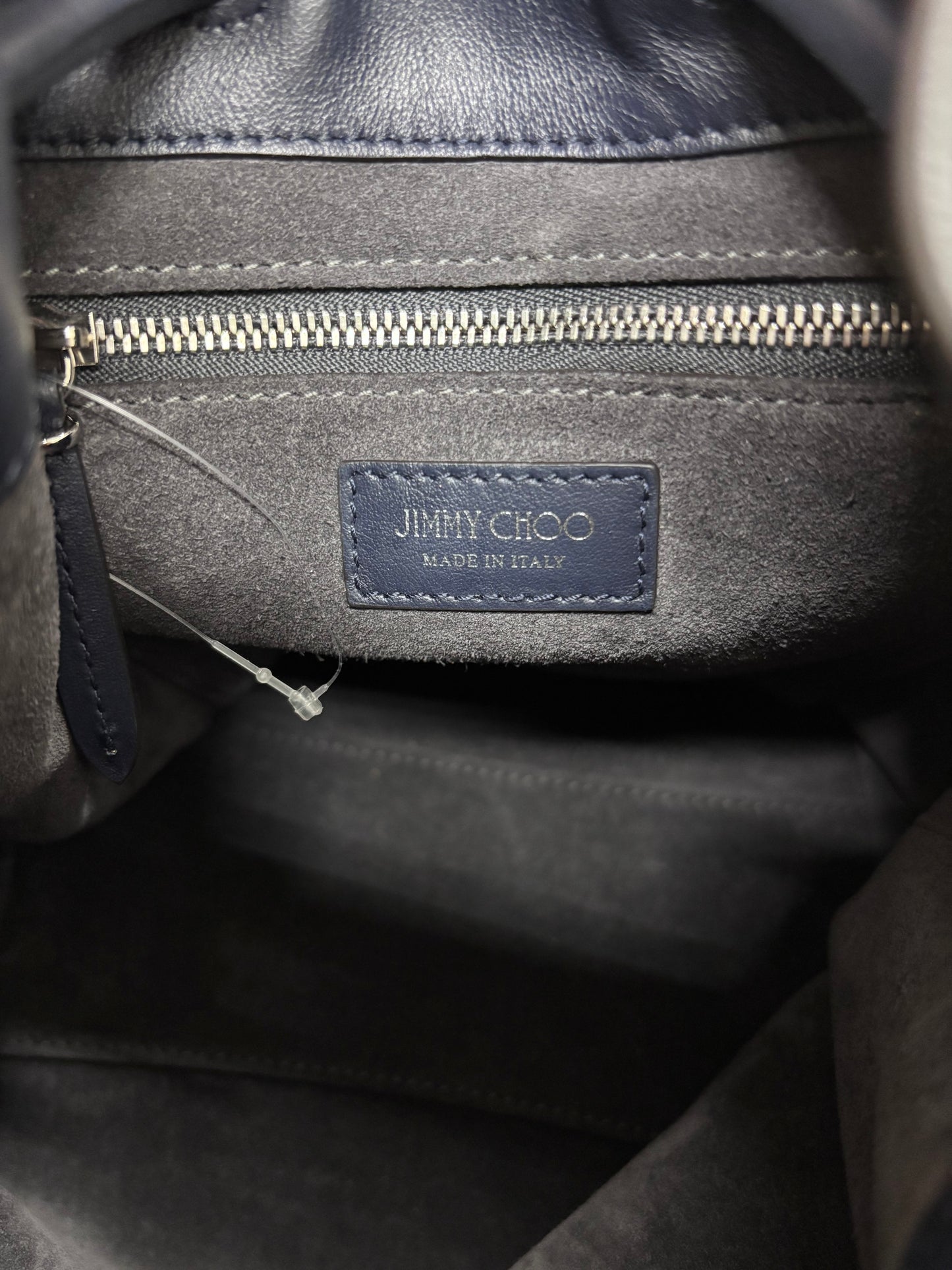 Jimmy Choo Bon Bon Leather Bucket Bag in Navy Blue