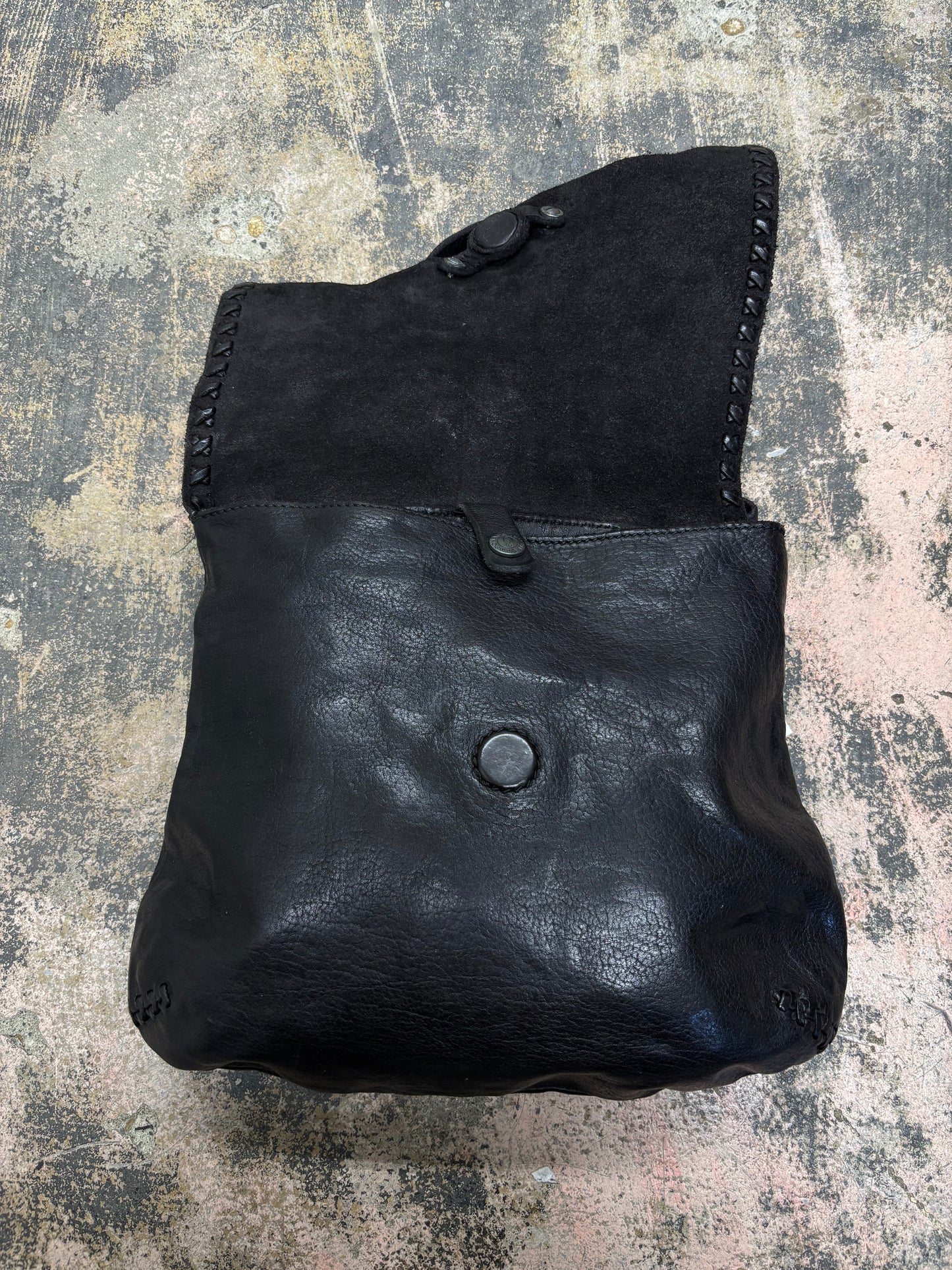 Campomaggi Black Leather Shoulder Bag with Stud Accents