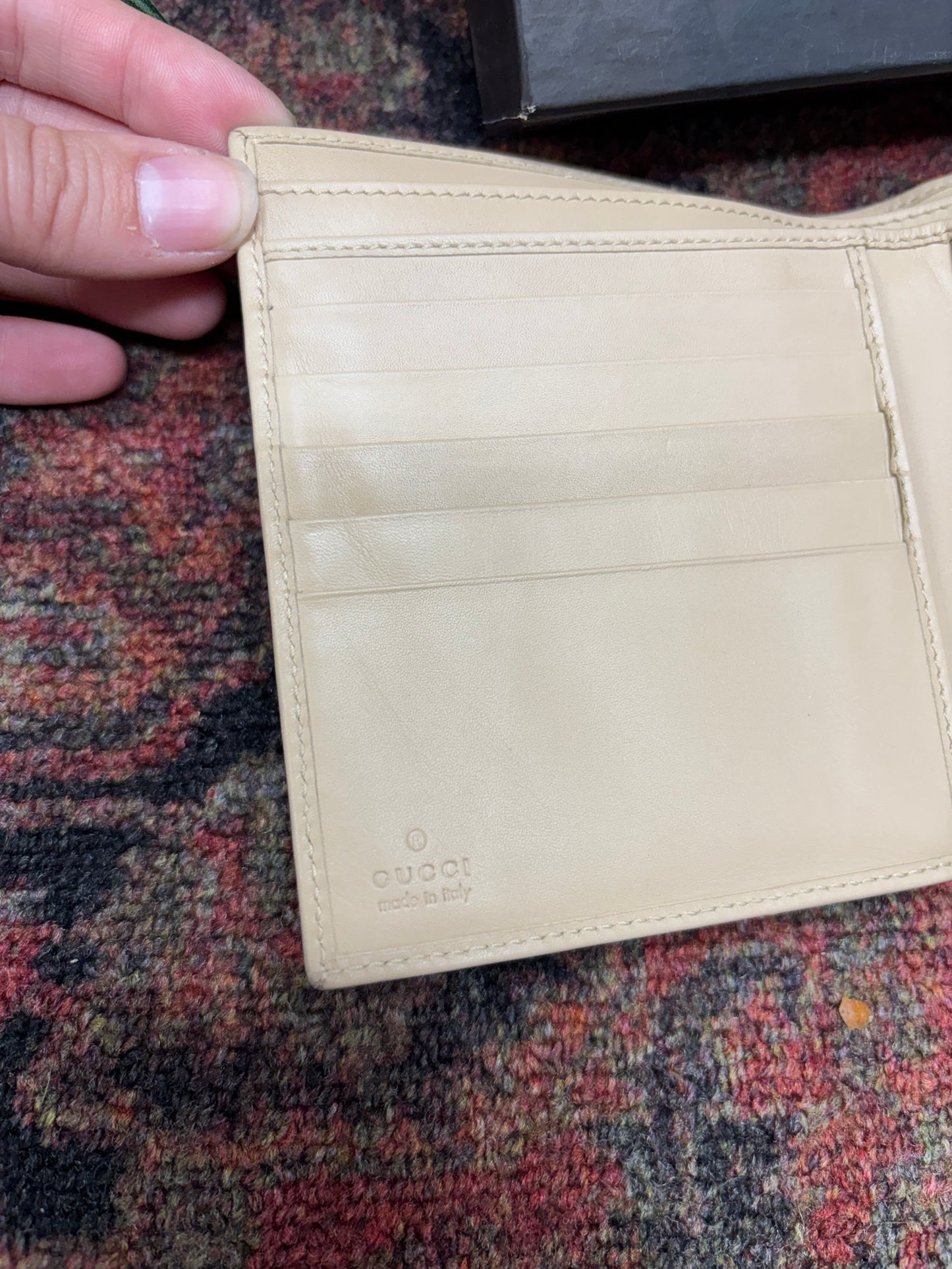 Vintage Gucci GG Canvas Bifold Beige Wallet