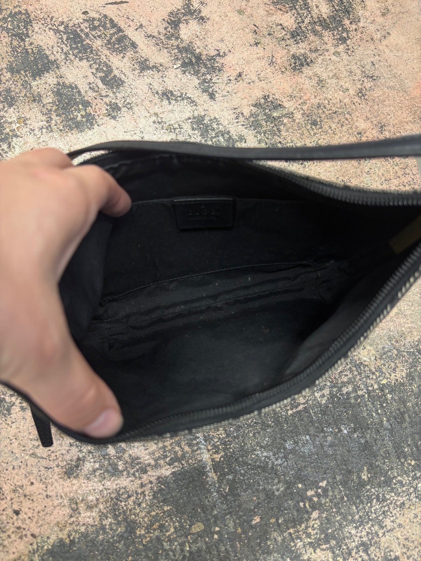 Vintage Gucci Monogram Pochette Denim Shoulder Bag