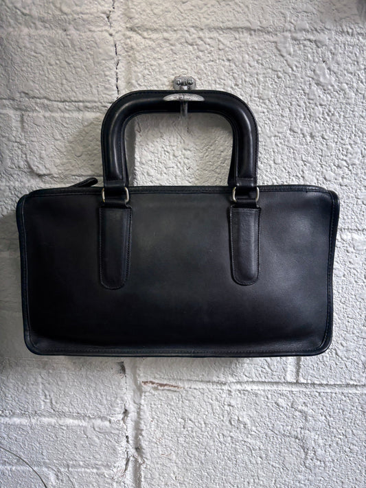Vintage 70s Rare Coach Slim Black Leather Satchel