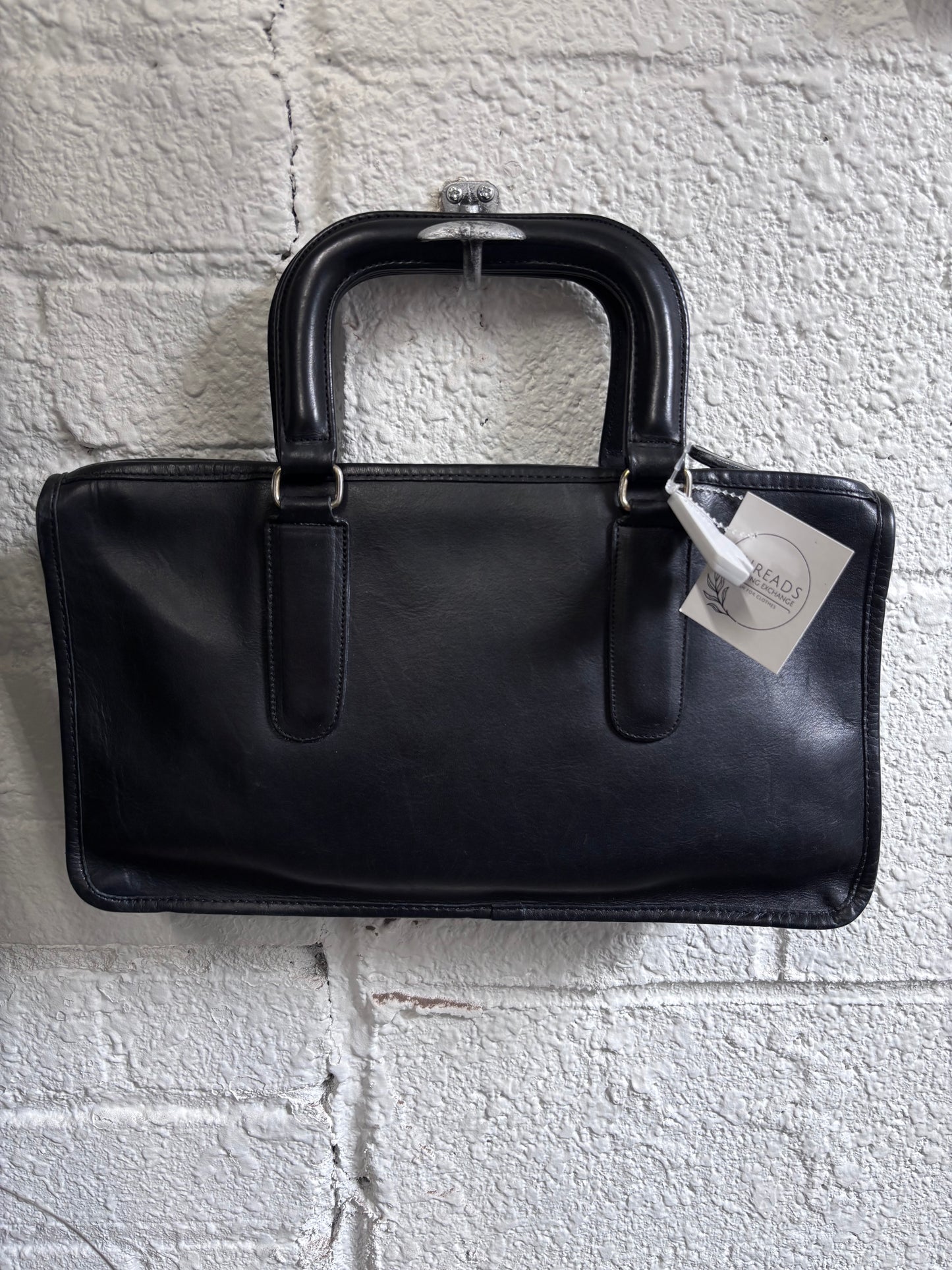 Vintage 70s Rare Coach Slim Black Leather Satchel
