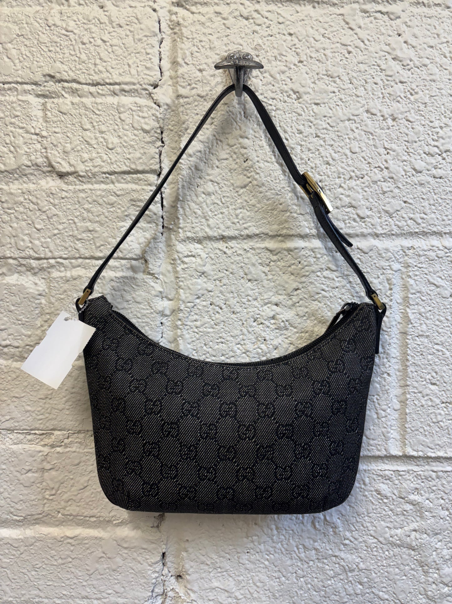 Vintage Gucci Monogram Pochette Denim Shoulder Bag