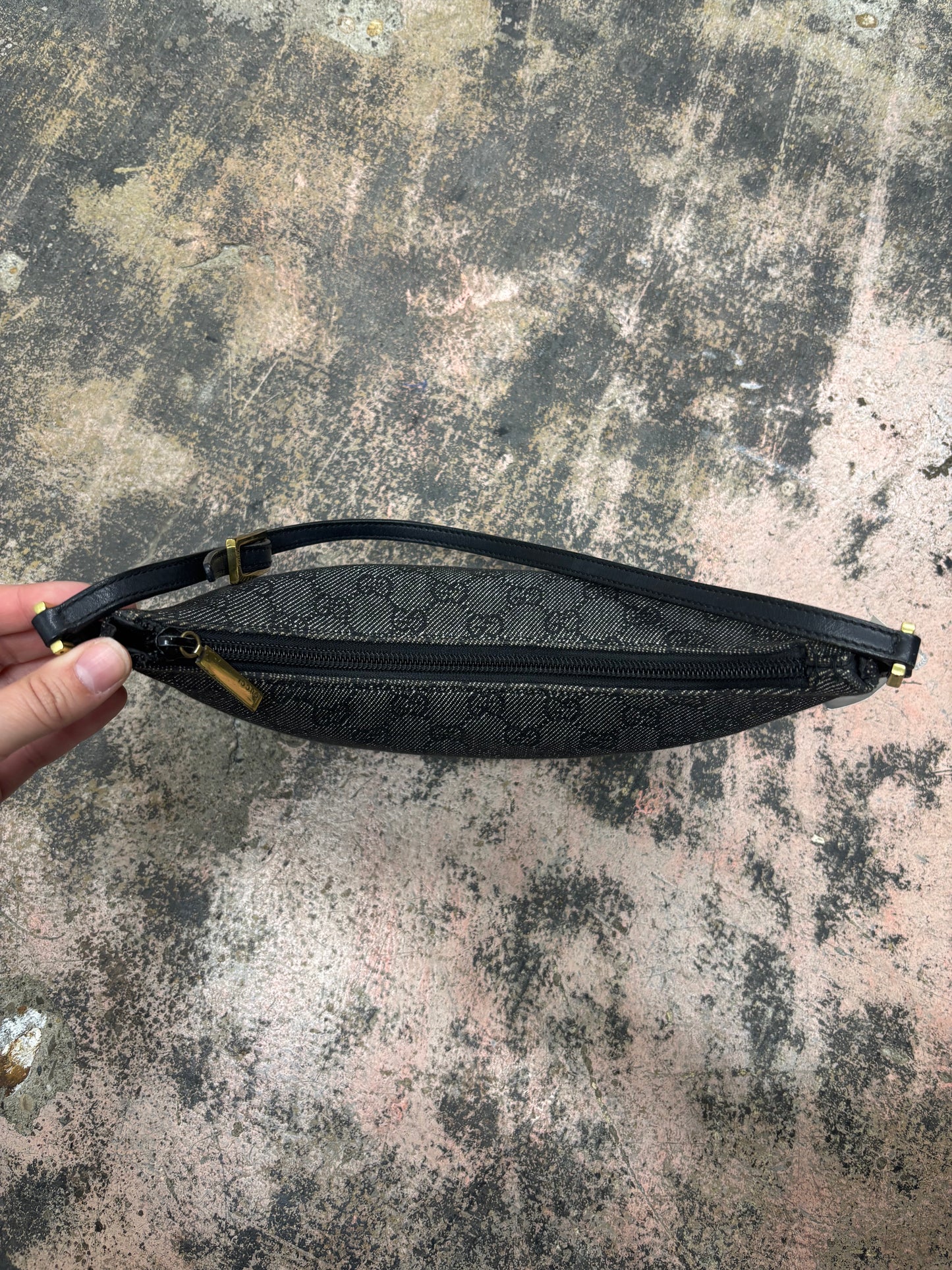 Vintage Gucci Monogram Pochette Denim Shoulder Bag