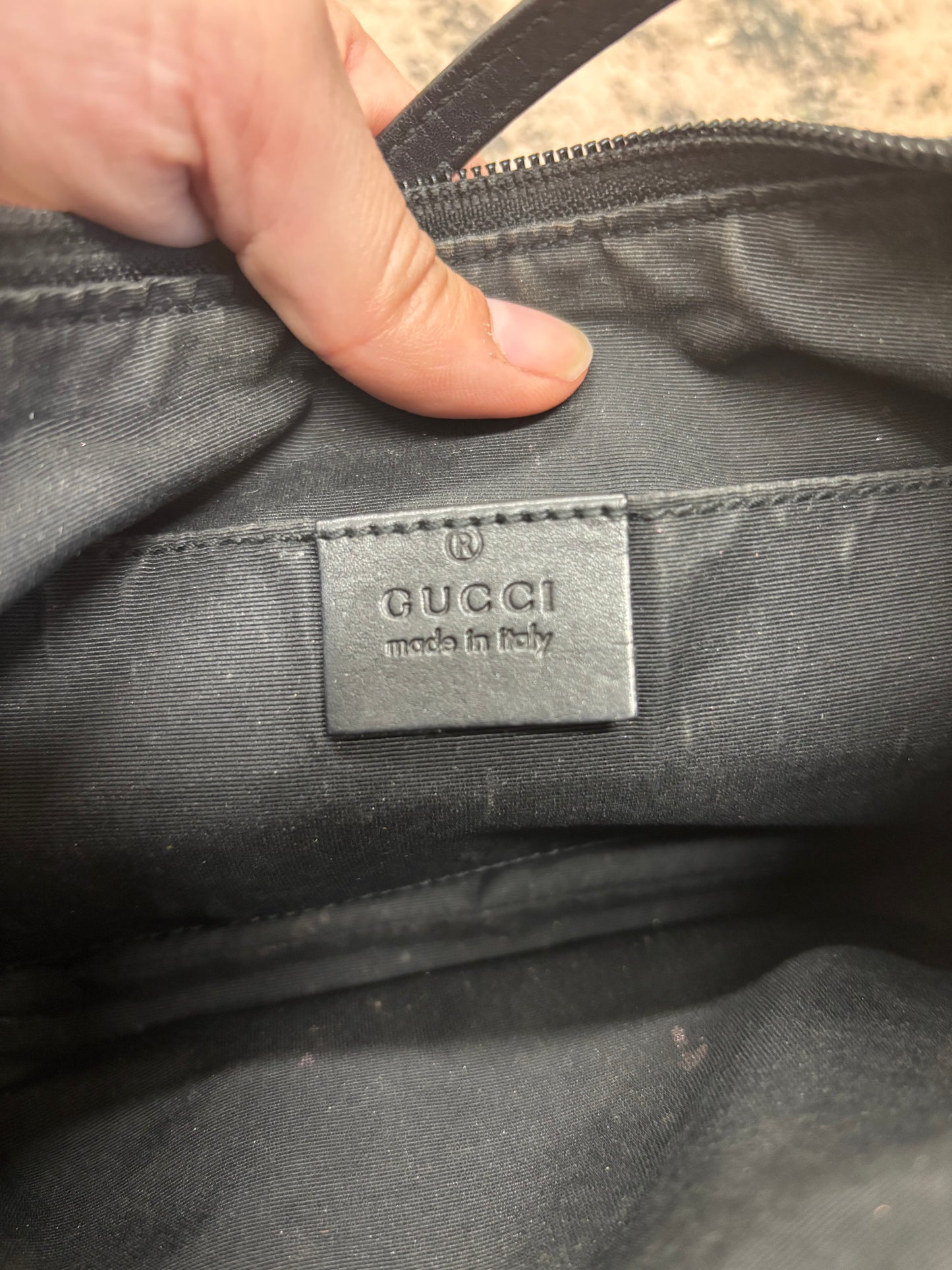 Vintage Gucci Monogram Pochette Denim Shoulder Bag